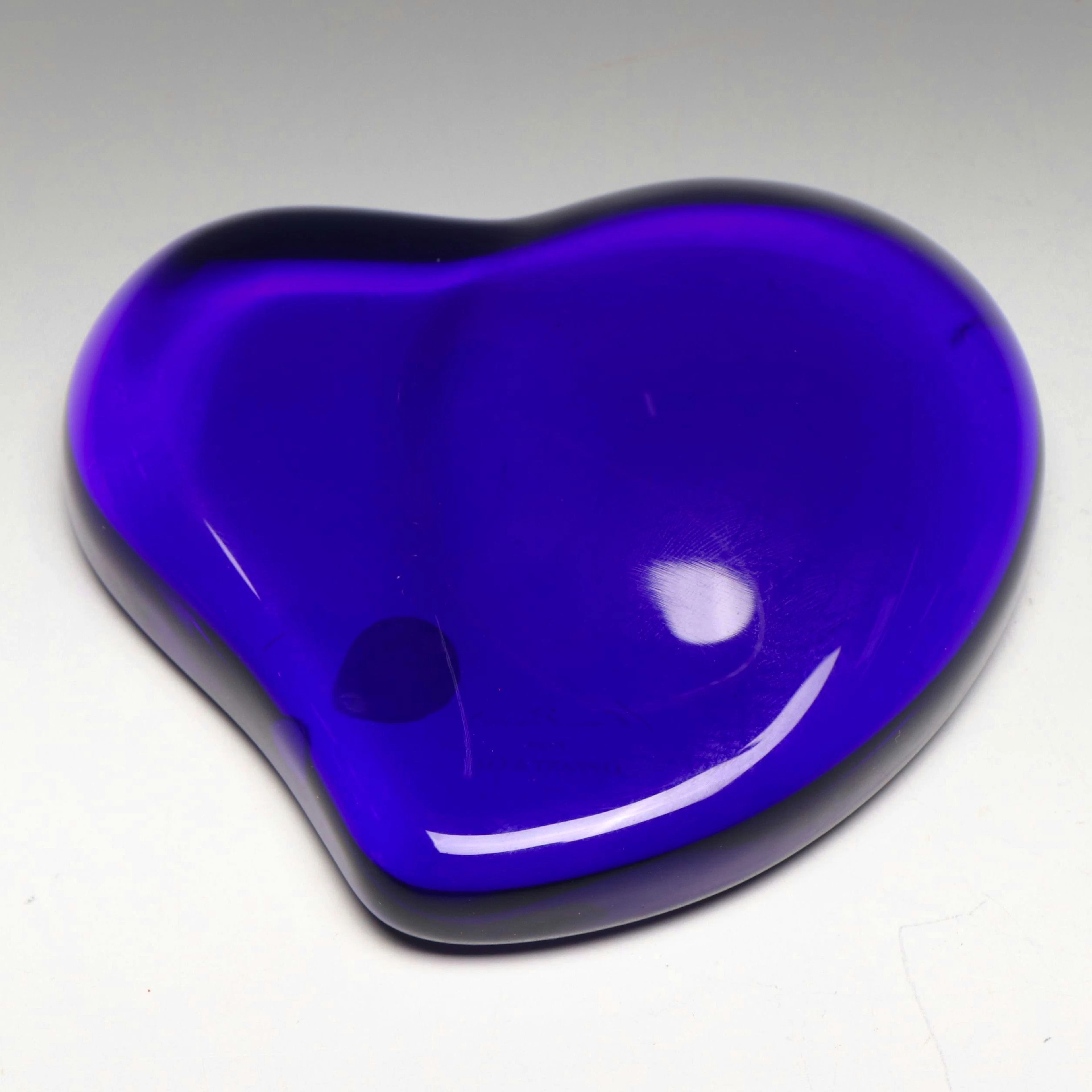 Elsa Peretti for Tiffany & Co. Cobalt Crystal Heart Paperweight