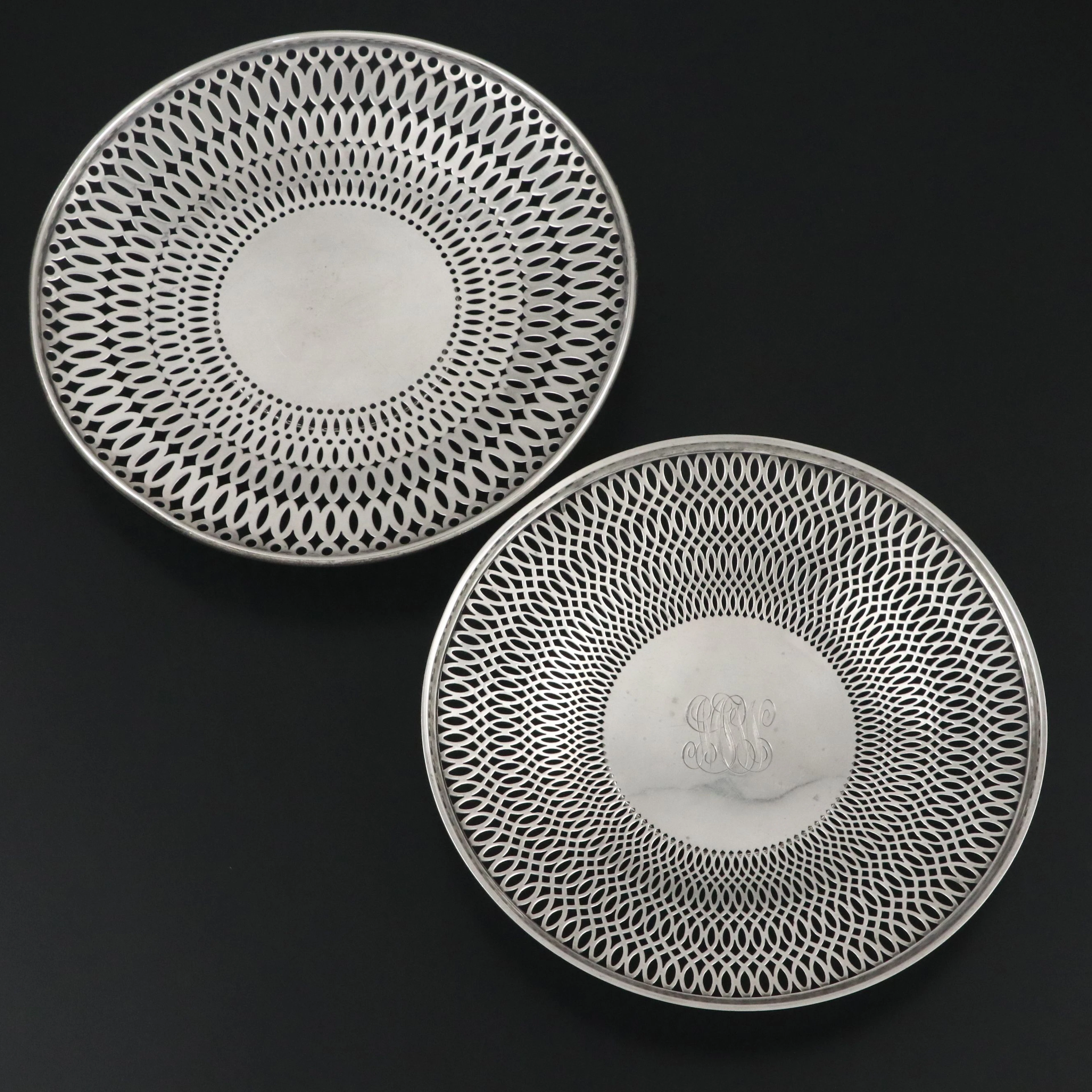 Sterling Silver Reticulated Plates, Early to Mid-20th Century
