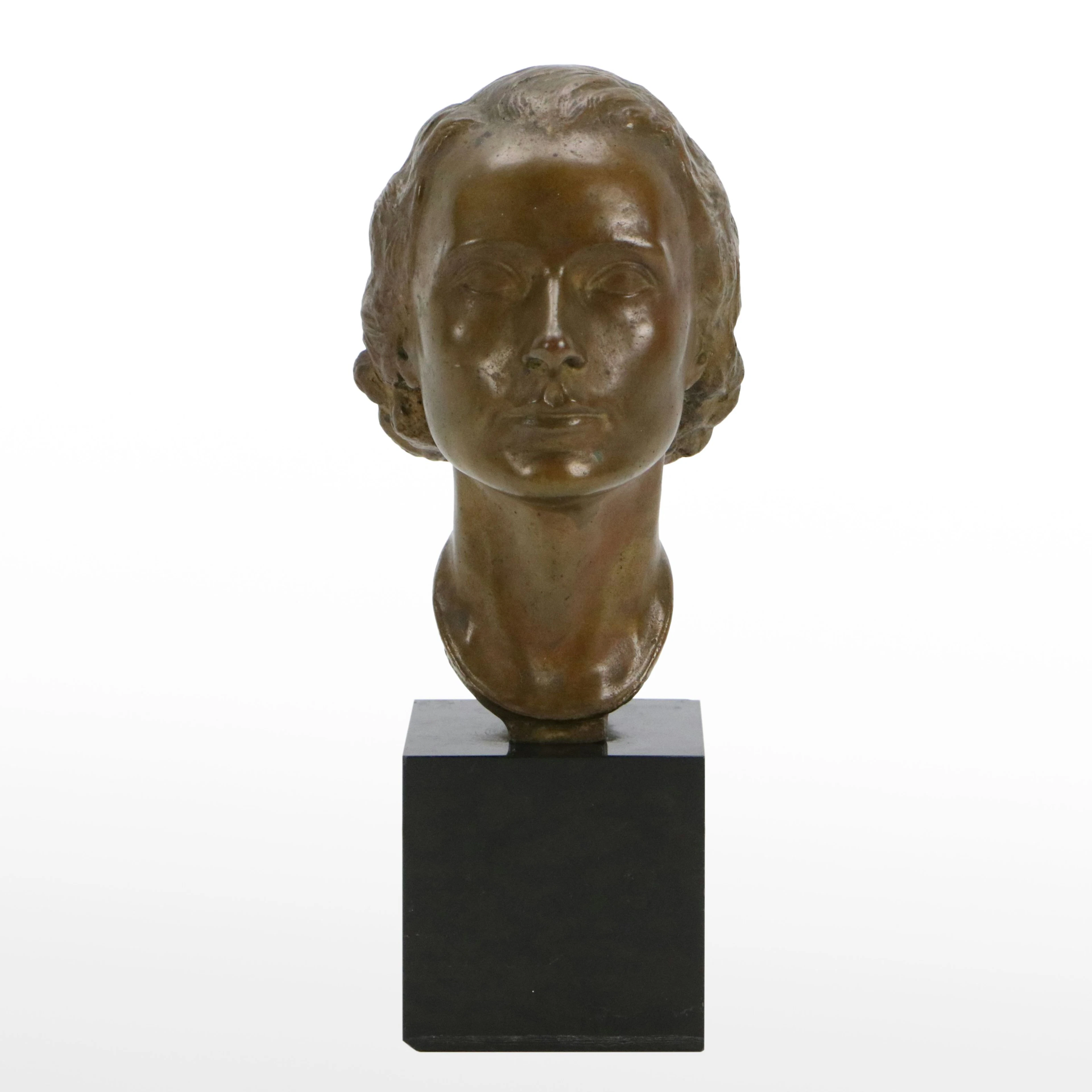 Heldner Cast Bronze Bust Sculpture, Early to Mid 20th Century