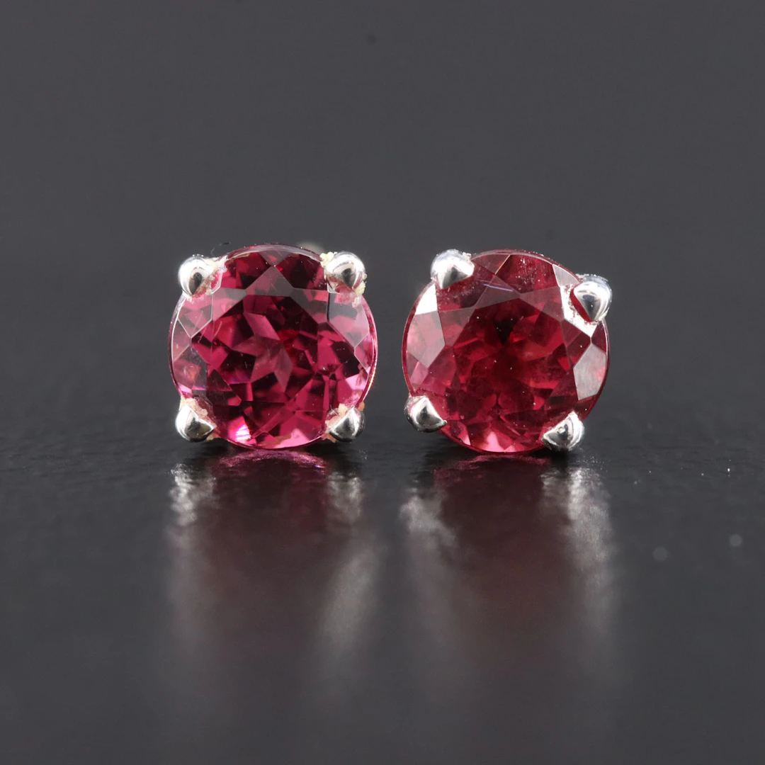 14K Garnet Solitaire Earrings
