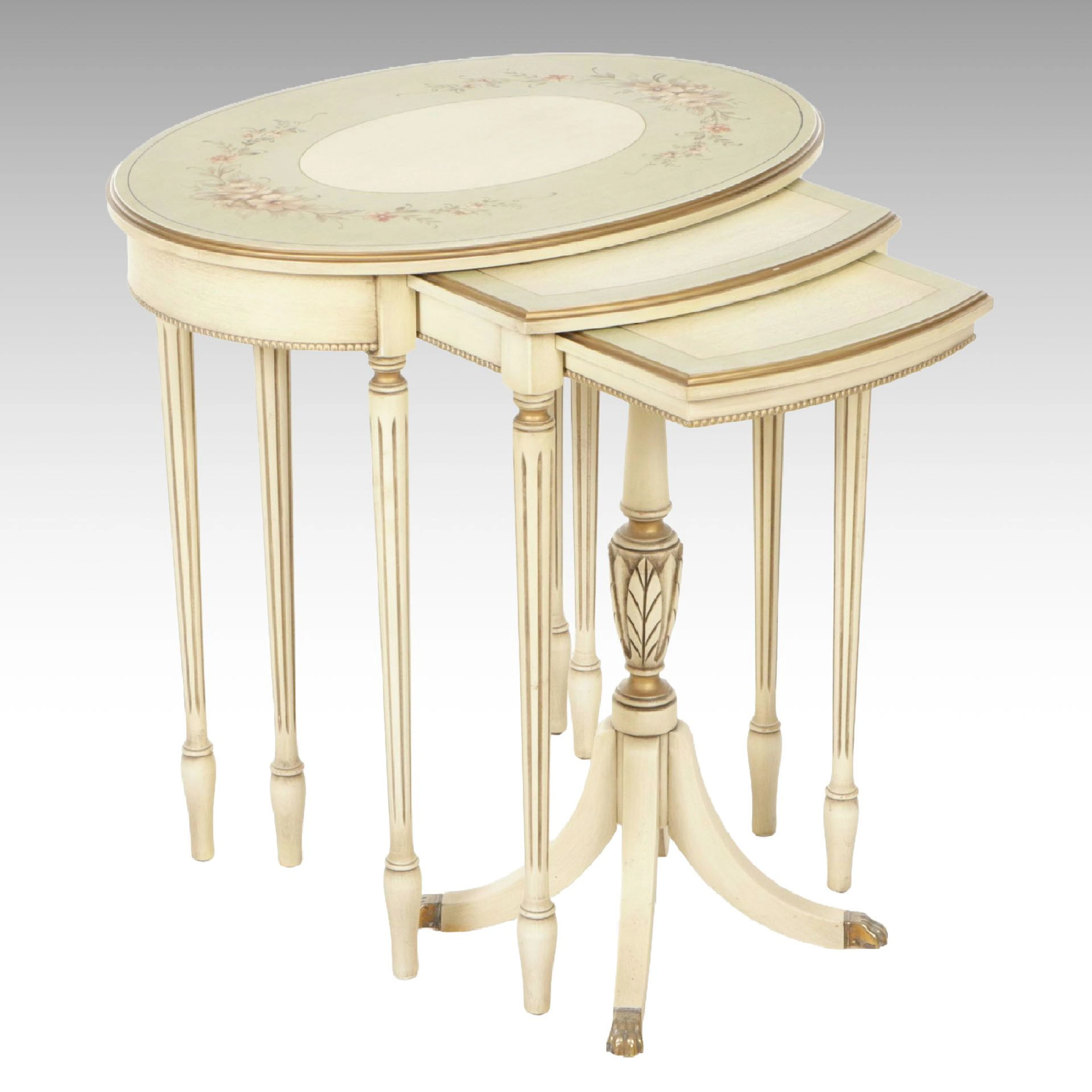 Imperial Furniture Neoclassical Style Oval Nesting Table Set, Mid-20th Century