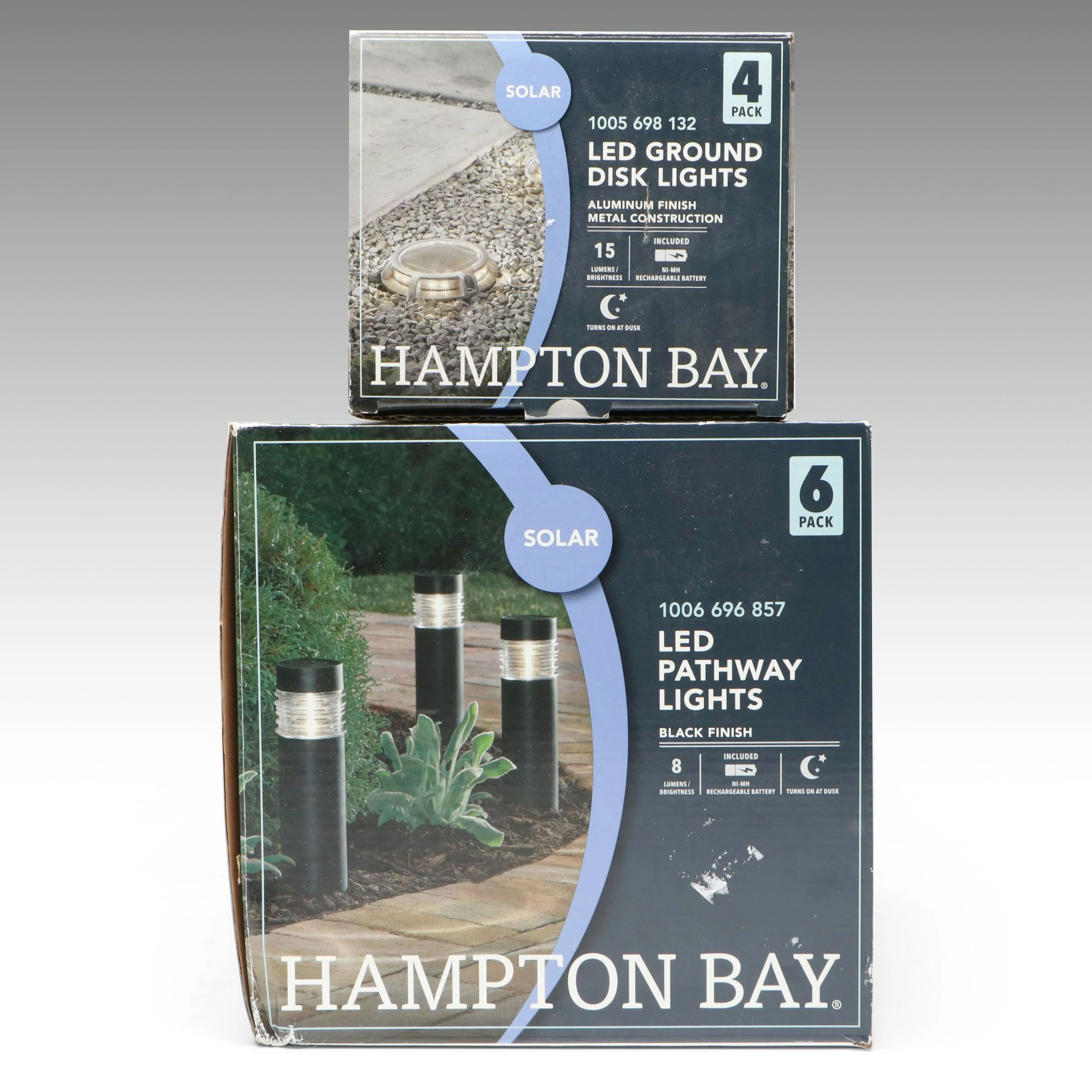 Hampton Bay Black Finish LED Pathway Lights and Aluminum Finish Ground Lights