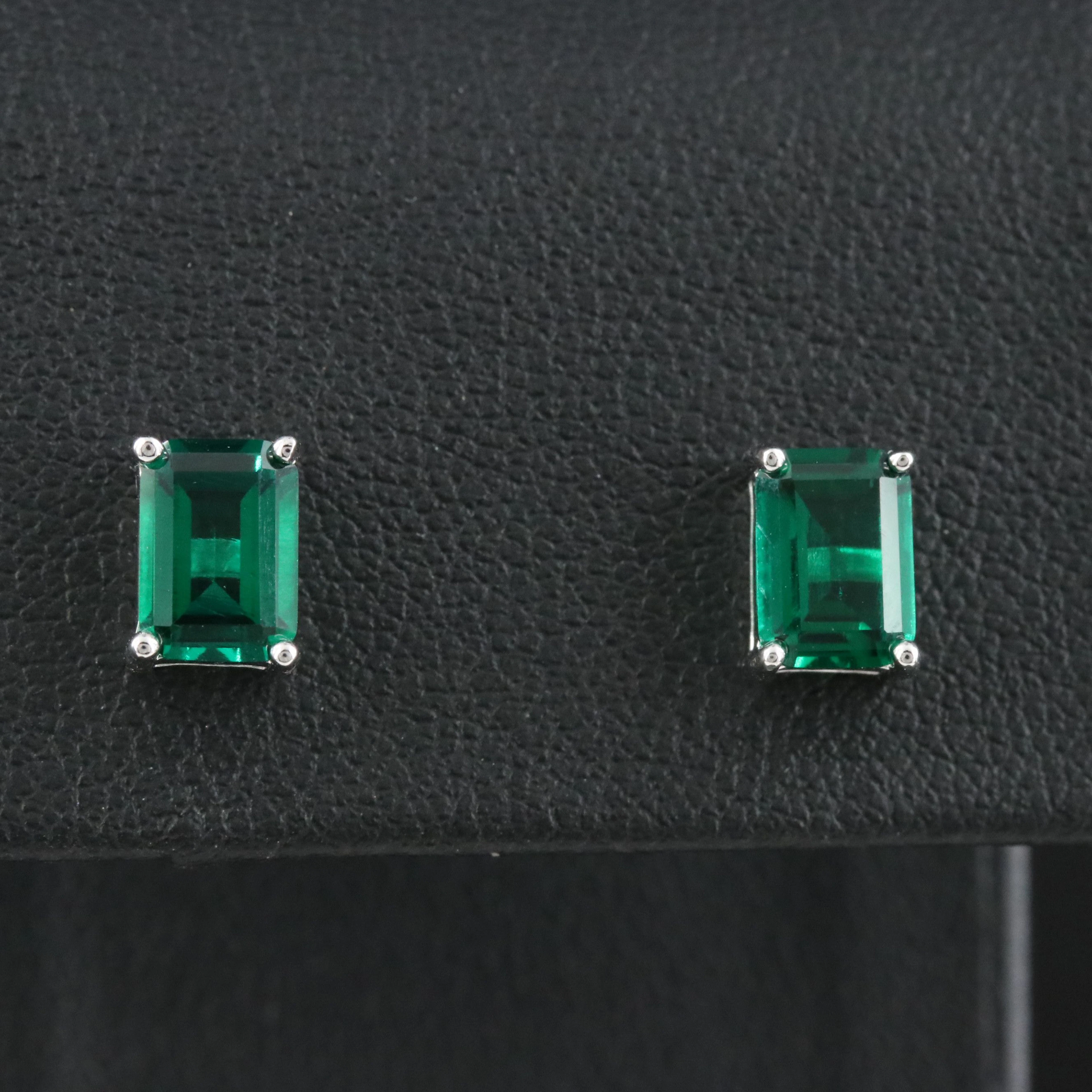 Sterling Emerald Stud Earrings