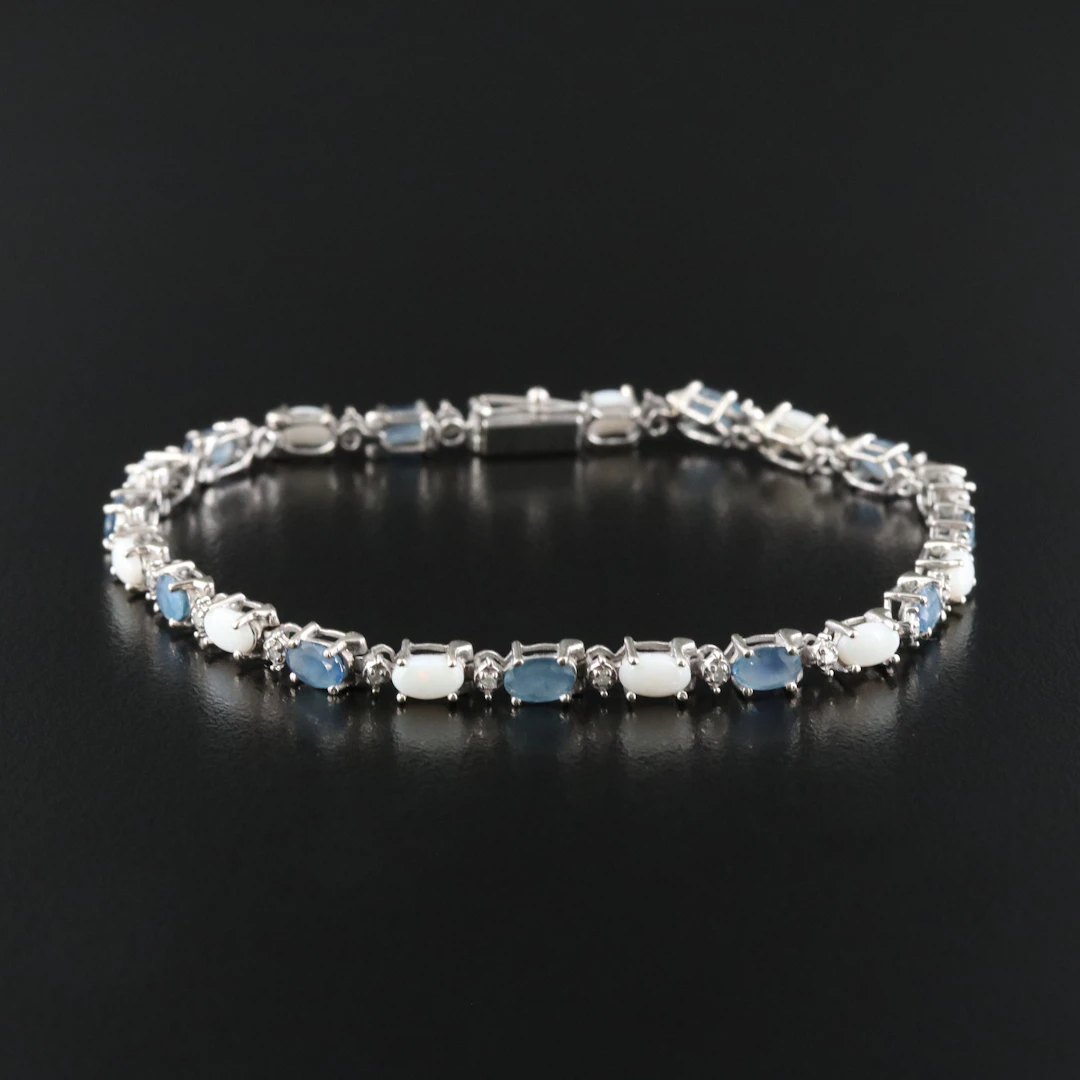 14K Opal, Sapphire, and Diamond Bracelet