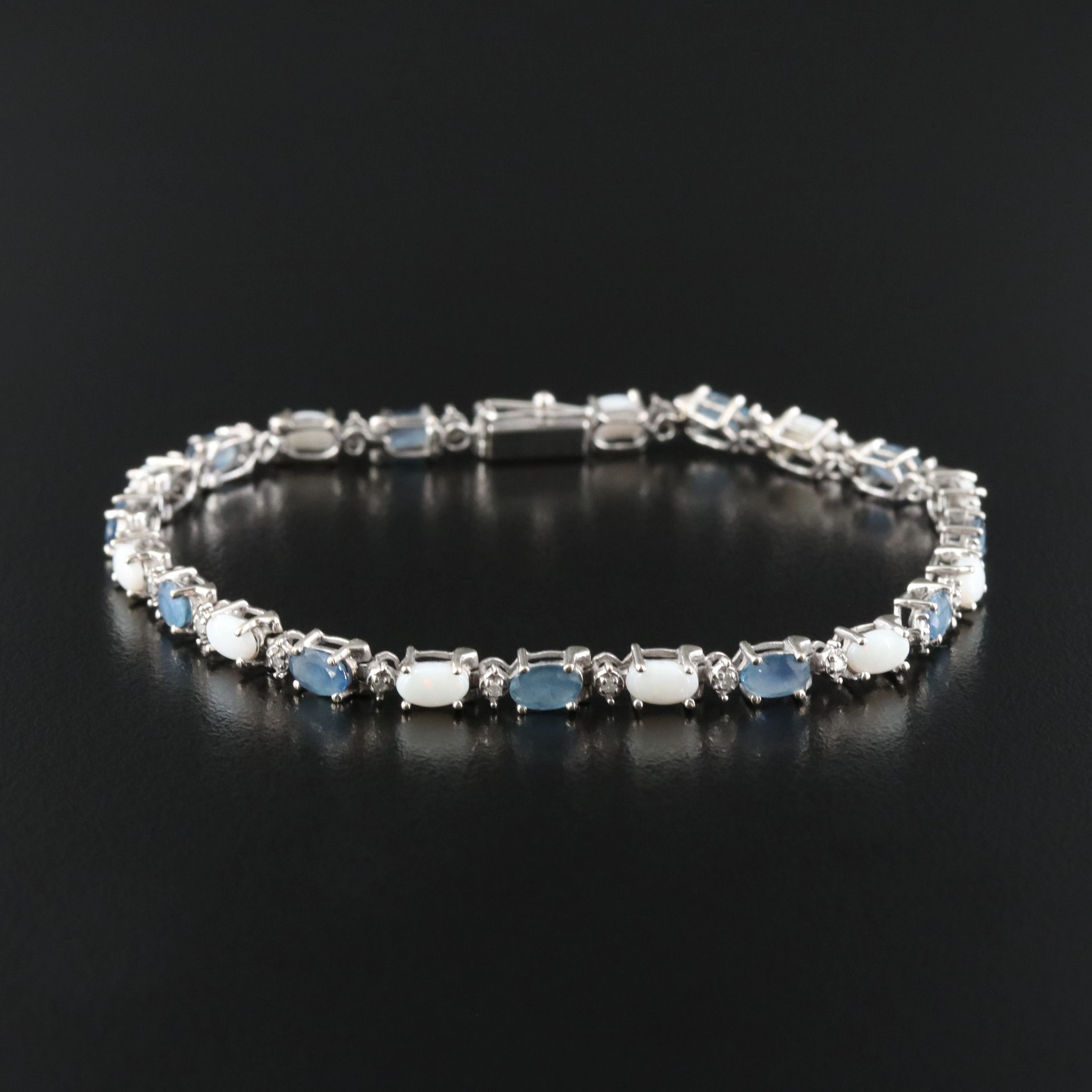 14K Opal, Sapphire, and Diamond Bracelet