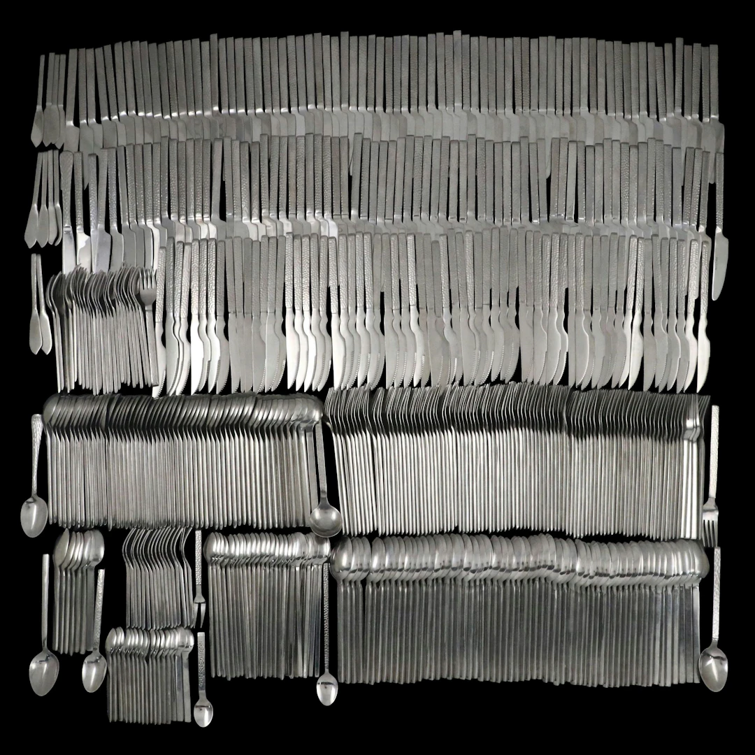 Textured Stainless Steel Dinner Forks, Knives and More Flatware