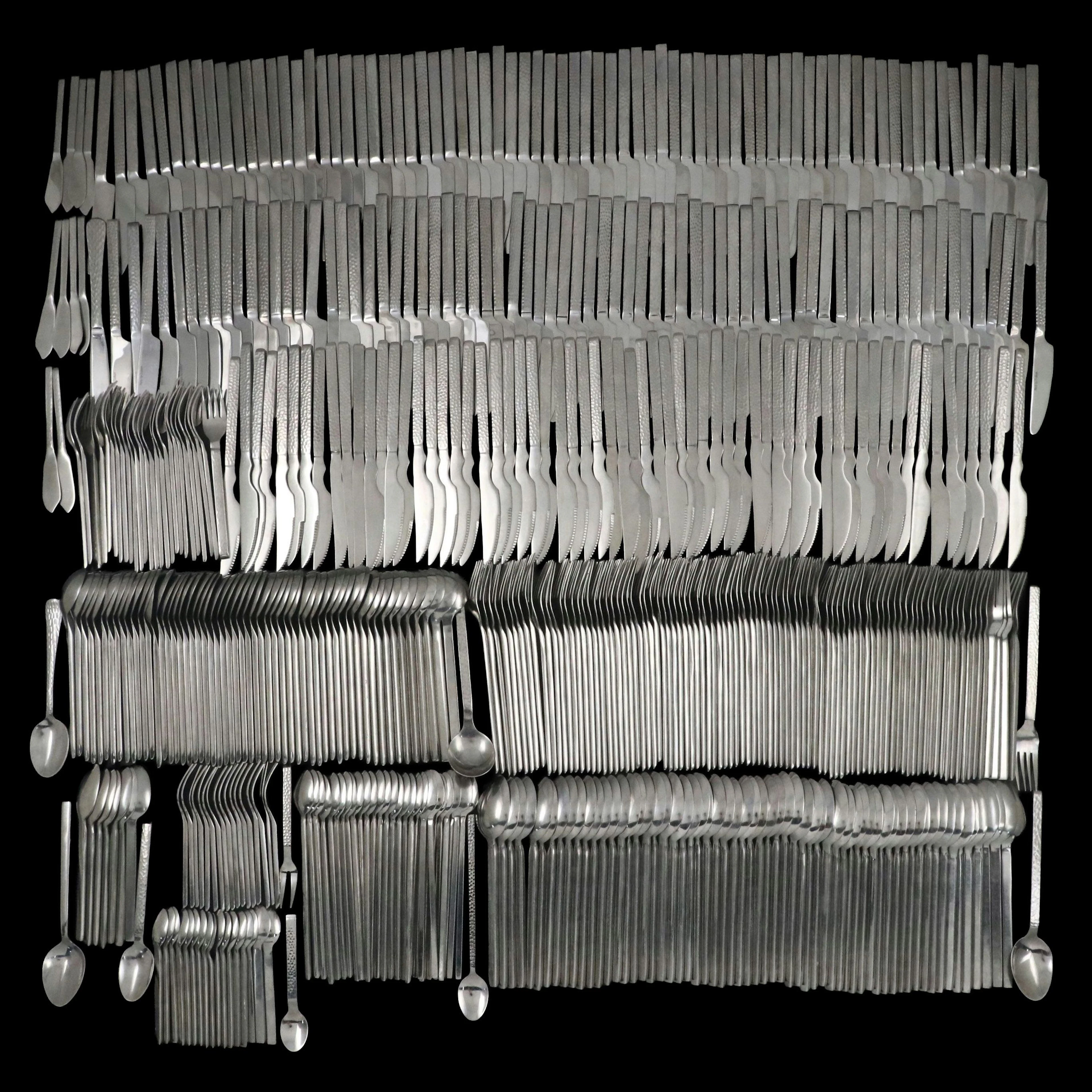 Textured Stainless Steel Dinner Forks, Knives and More Flatware