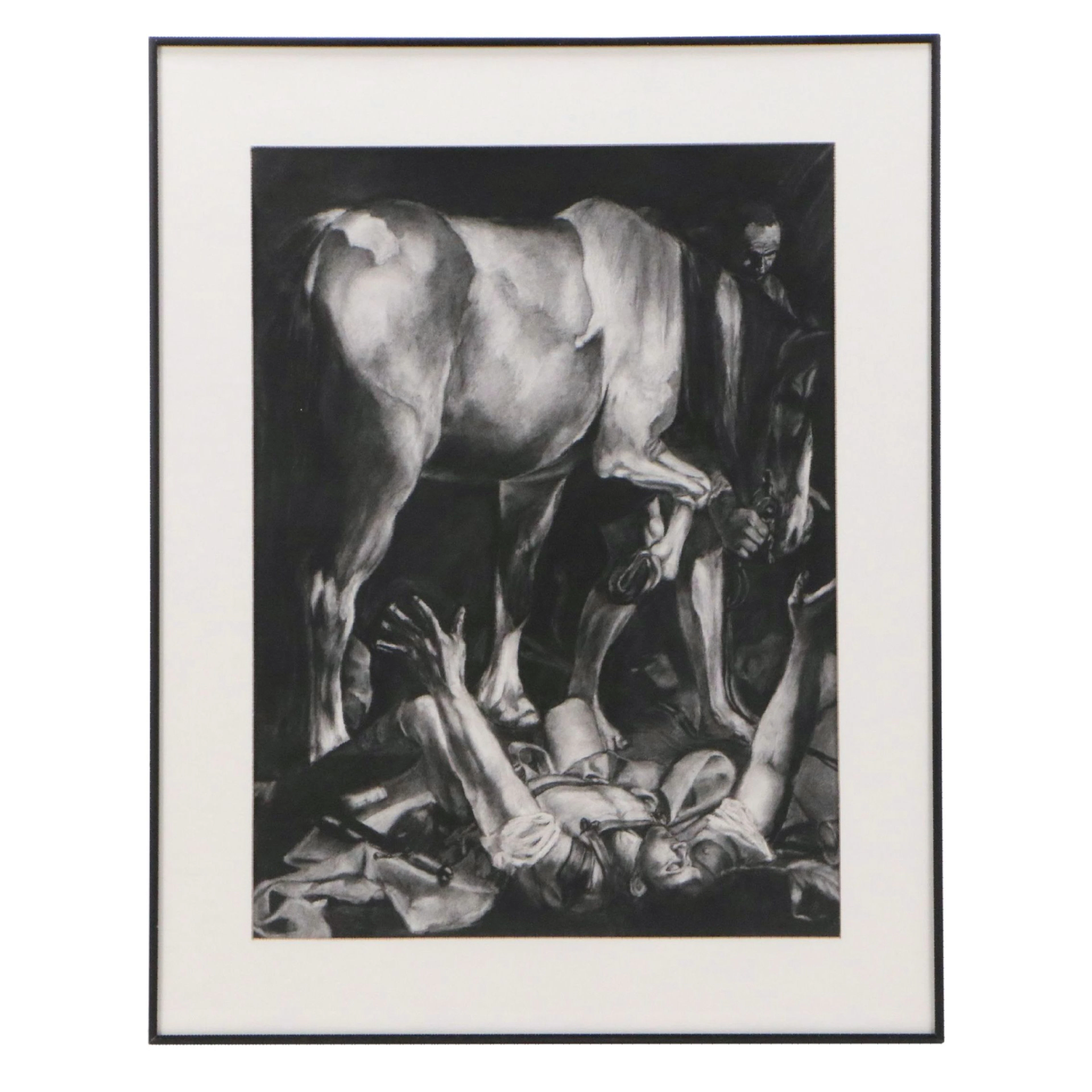 Lithograph After Caravaggio "Conversion on the Way to Damascus"