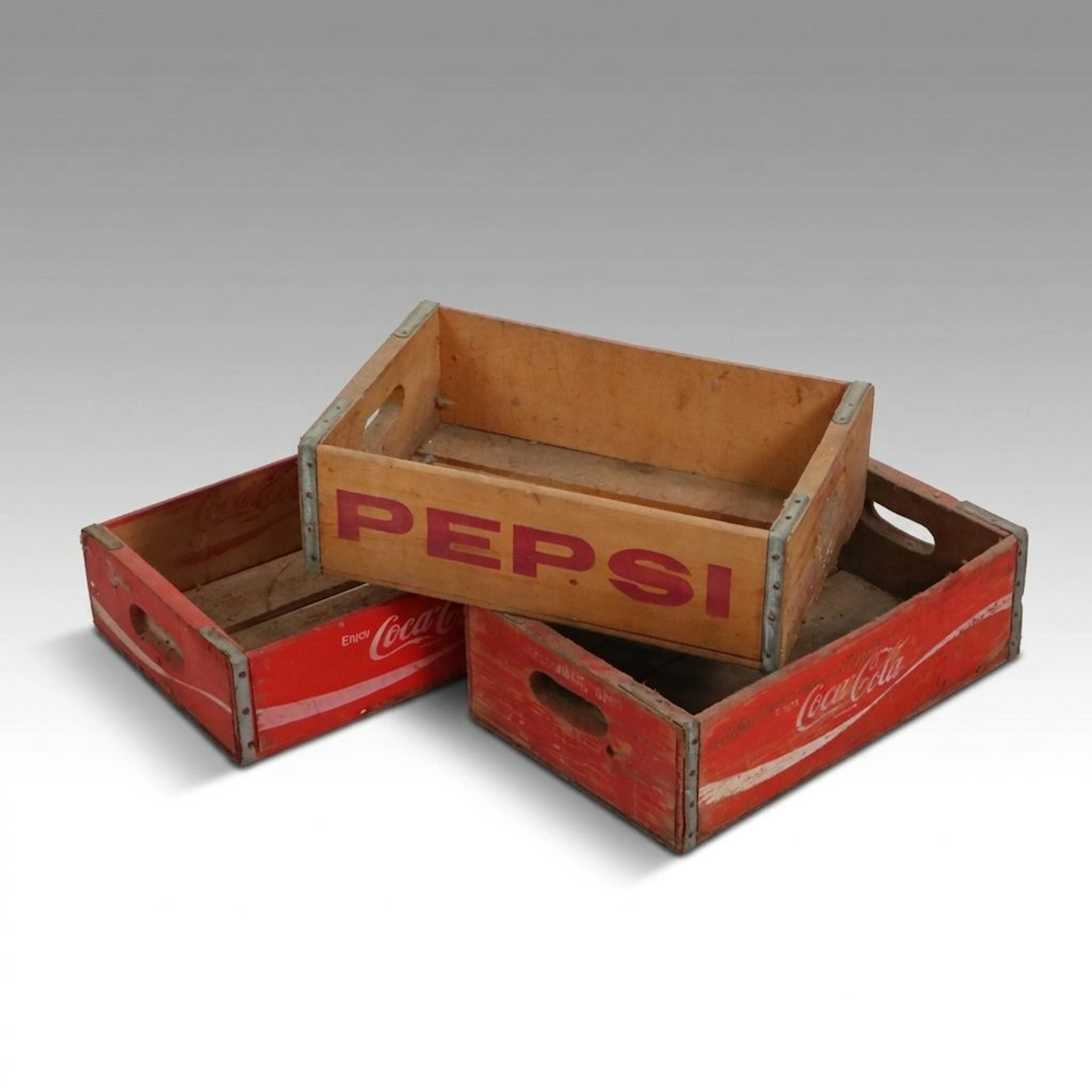 Pepsi and Coca-Cola Wooden Crates, Late 20th Century
