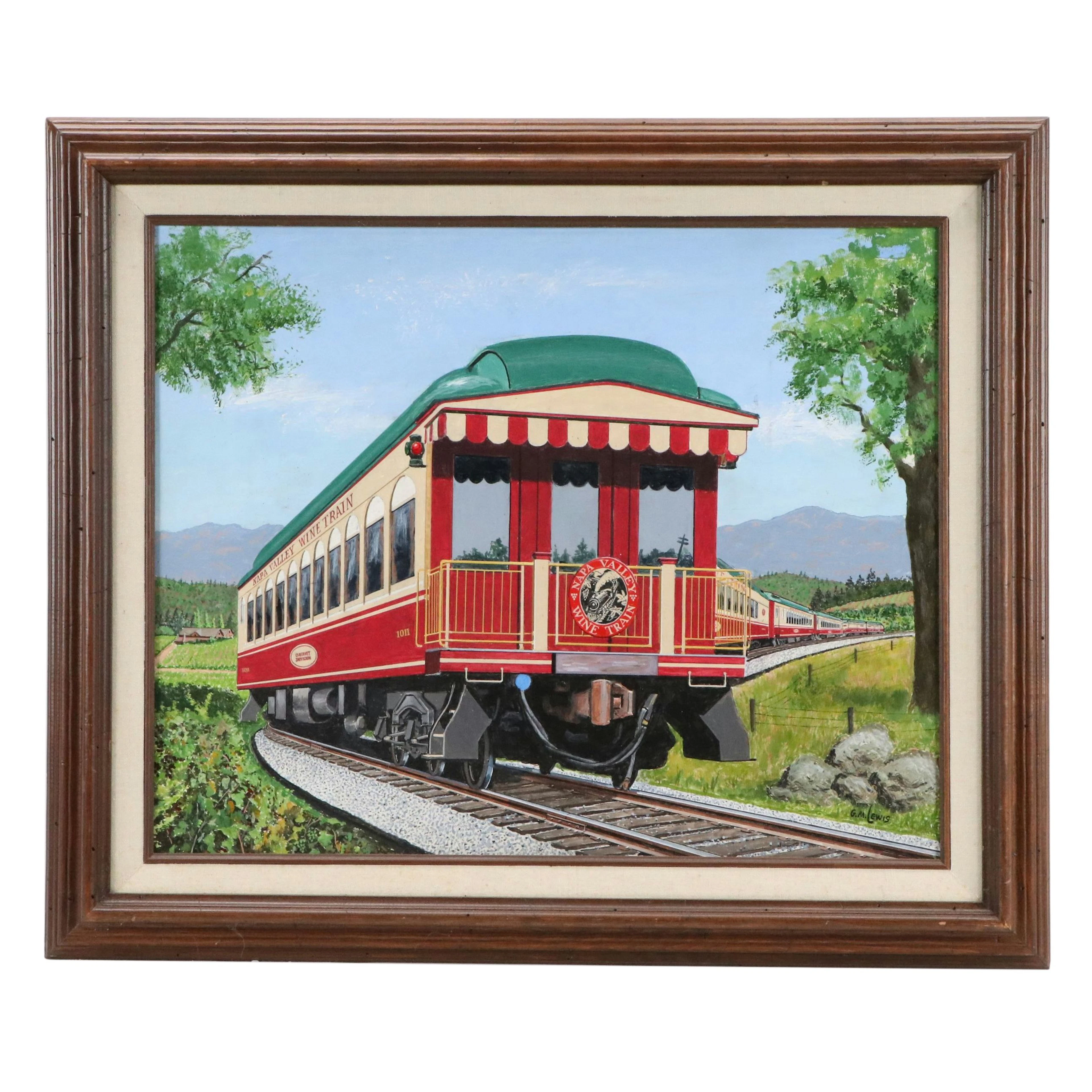 G. M. Lewis Acrylic Painting of Napa Valley Wine Train, 20th Century