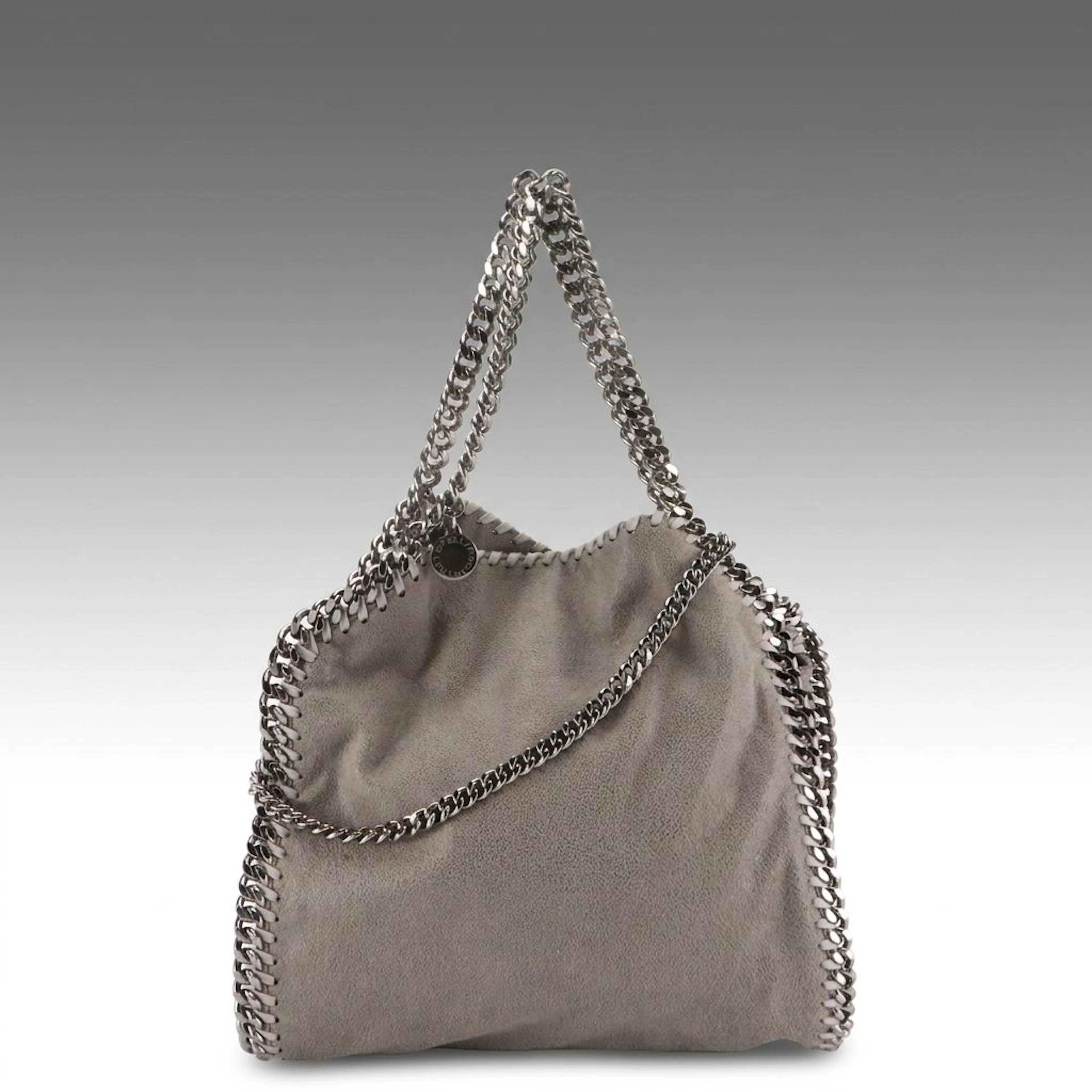 Stella McCartney Falabella Chain Strap Bag in Grey Shaggy Deer Faux-Suede