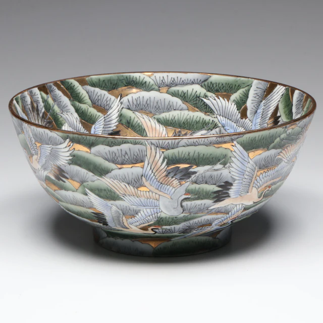 Chinese Porcelain Crane Pattern Bowl, Late 20th Century