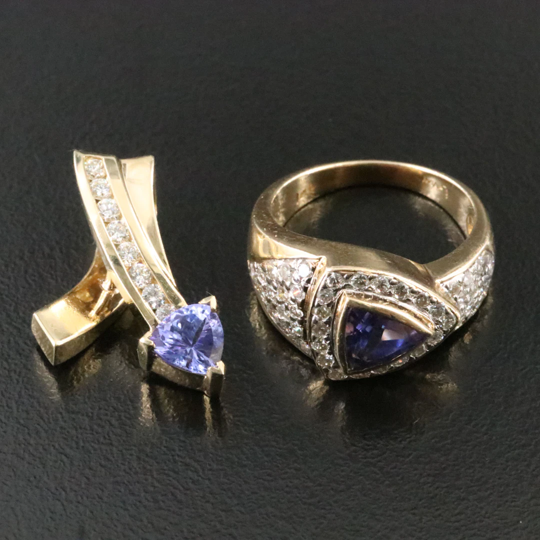 14K Tanzanite and Diamond Ring and Pendant Featuring Le Vian