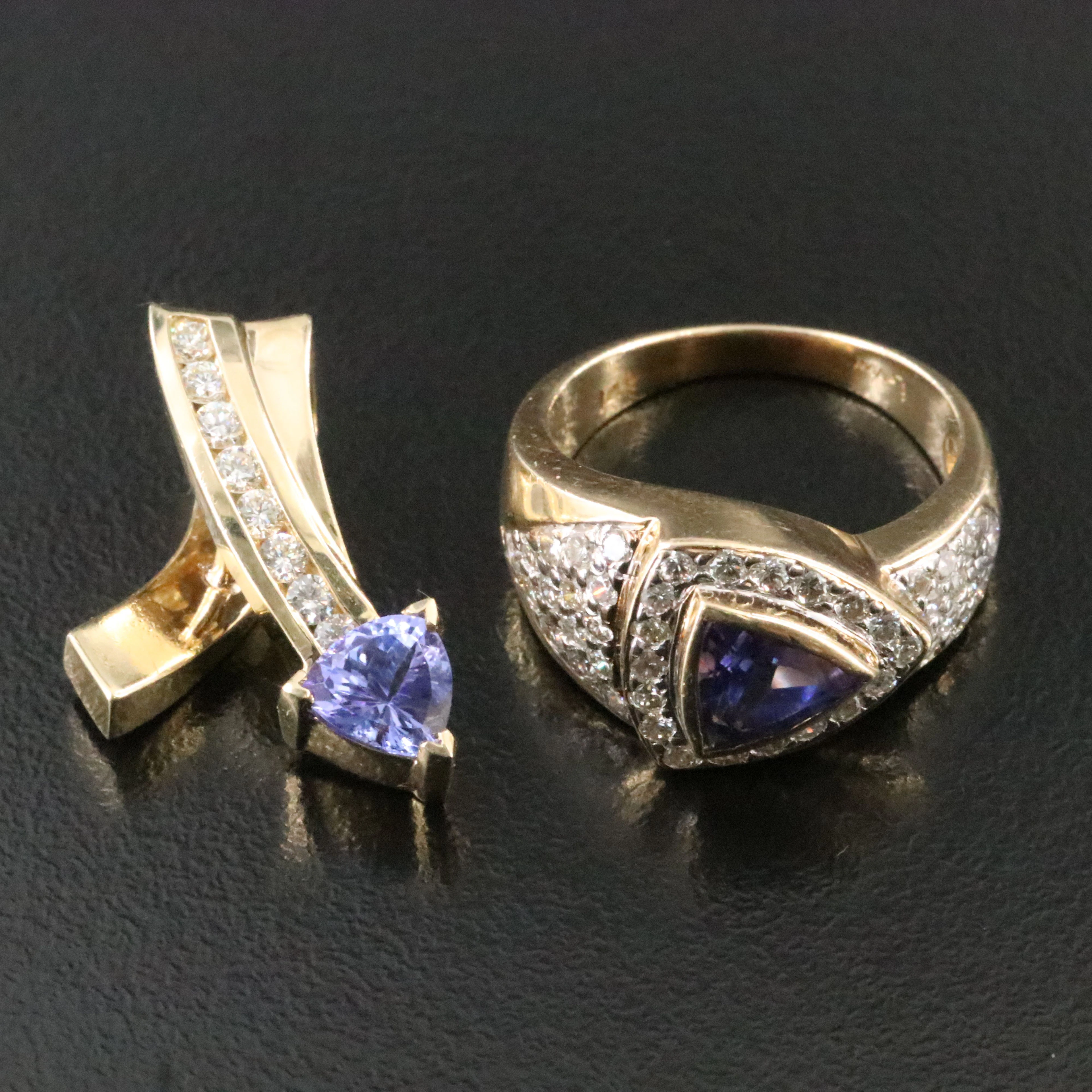 14K Tanzanite and Diamond Ring and Pendant Featuring Le Vian