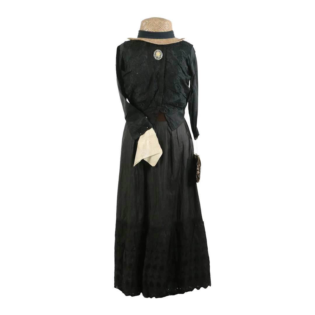 Victorian Silk Bodice Top and Waxed Cotton Petticoat with Vintage Accessories