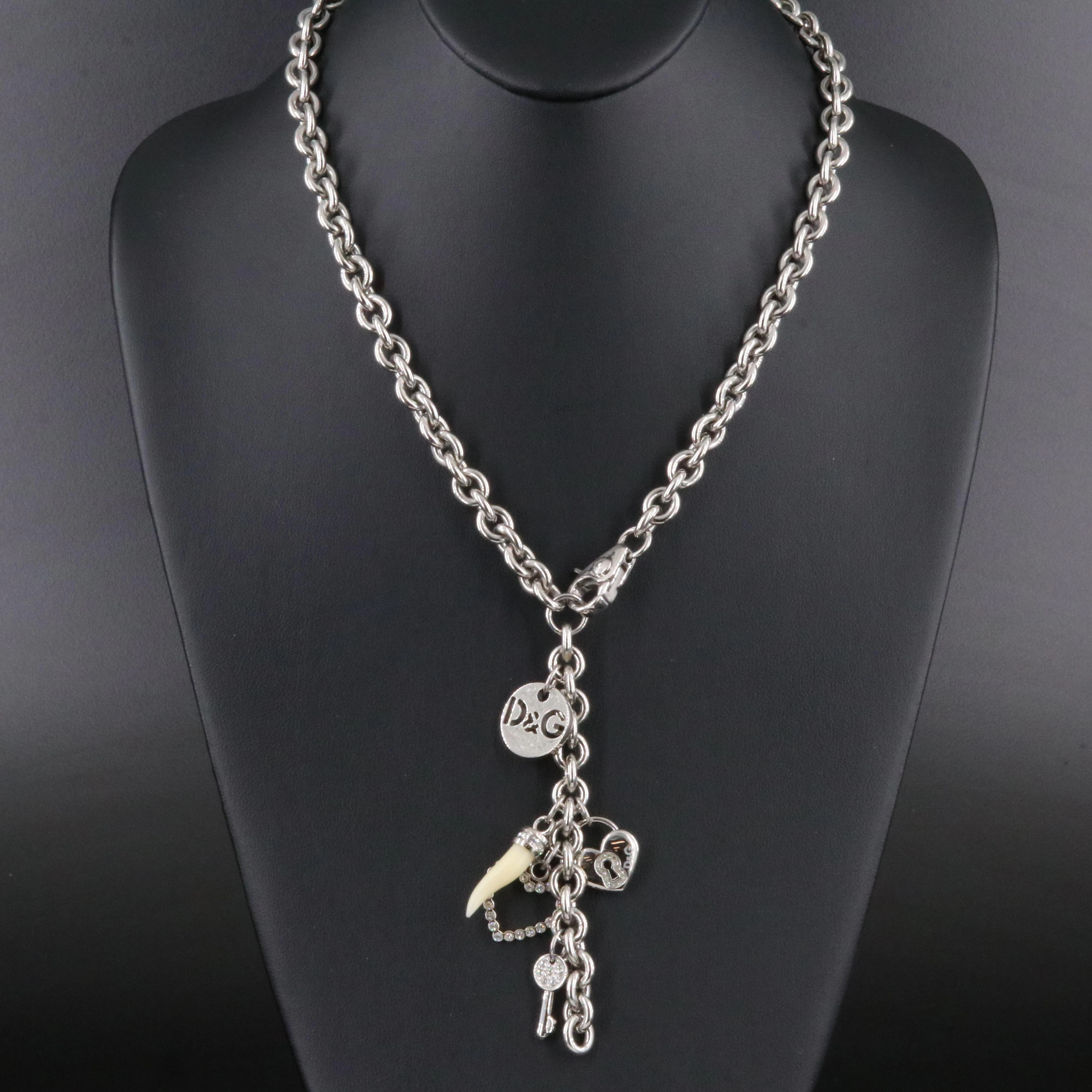 Dolce & Gabbana Crystal and Resin Charm Necklace