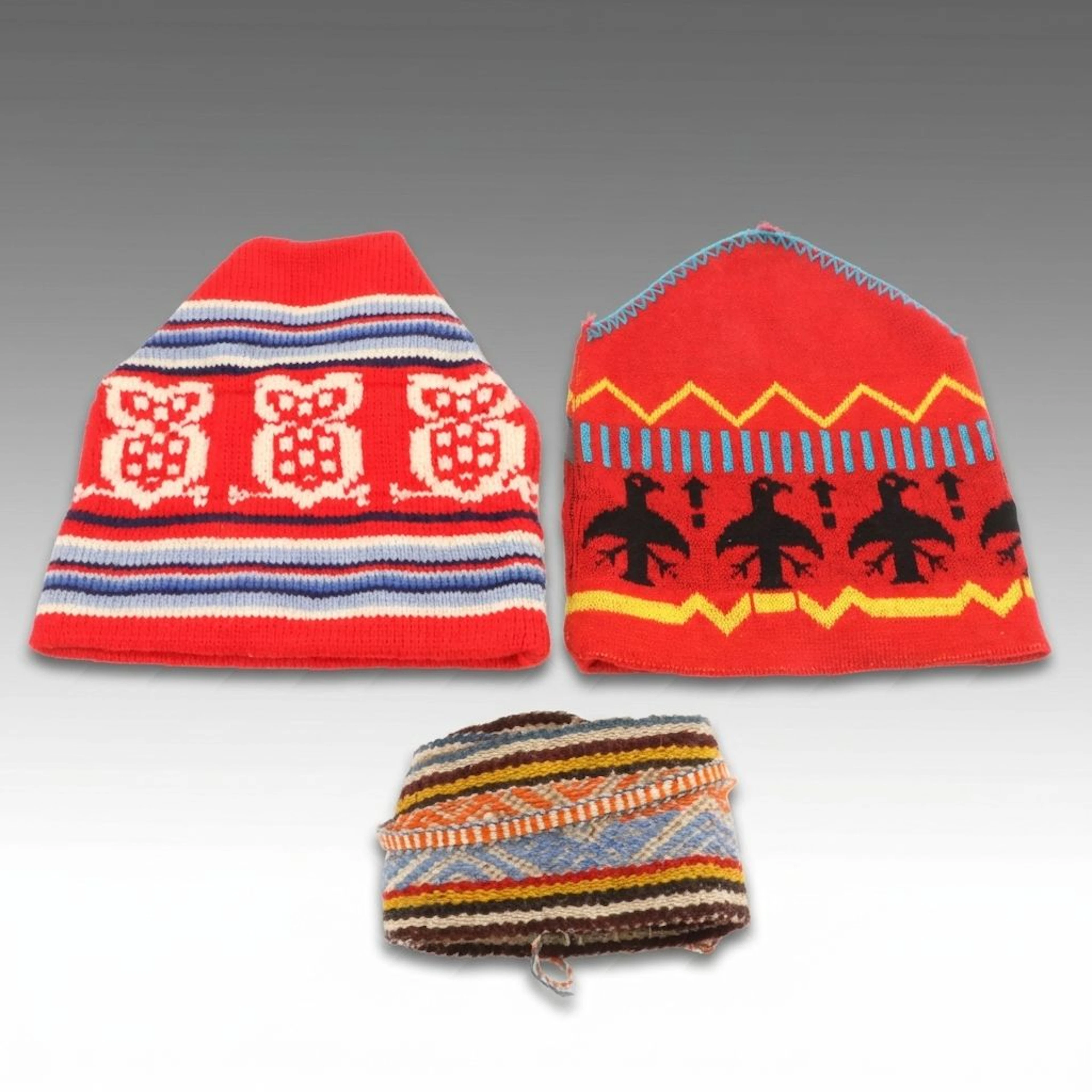 Wigwam Knit Beanie with Other Bird Motif and Woven Accessories