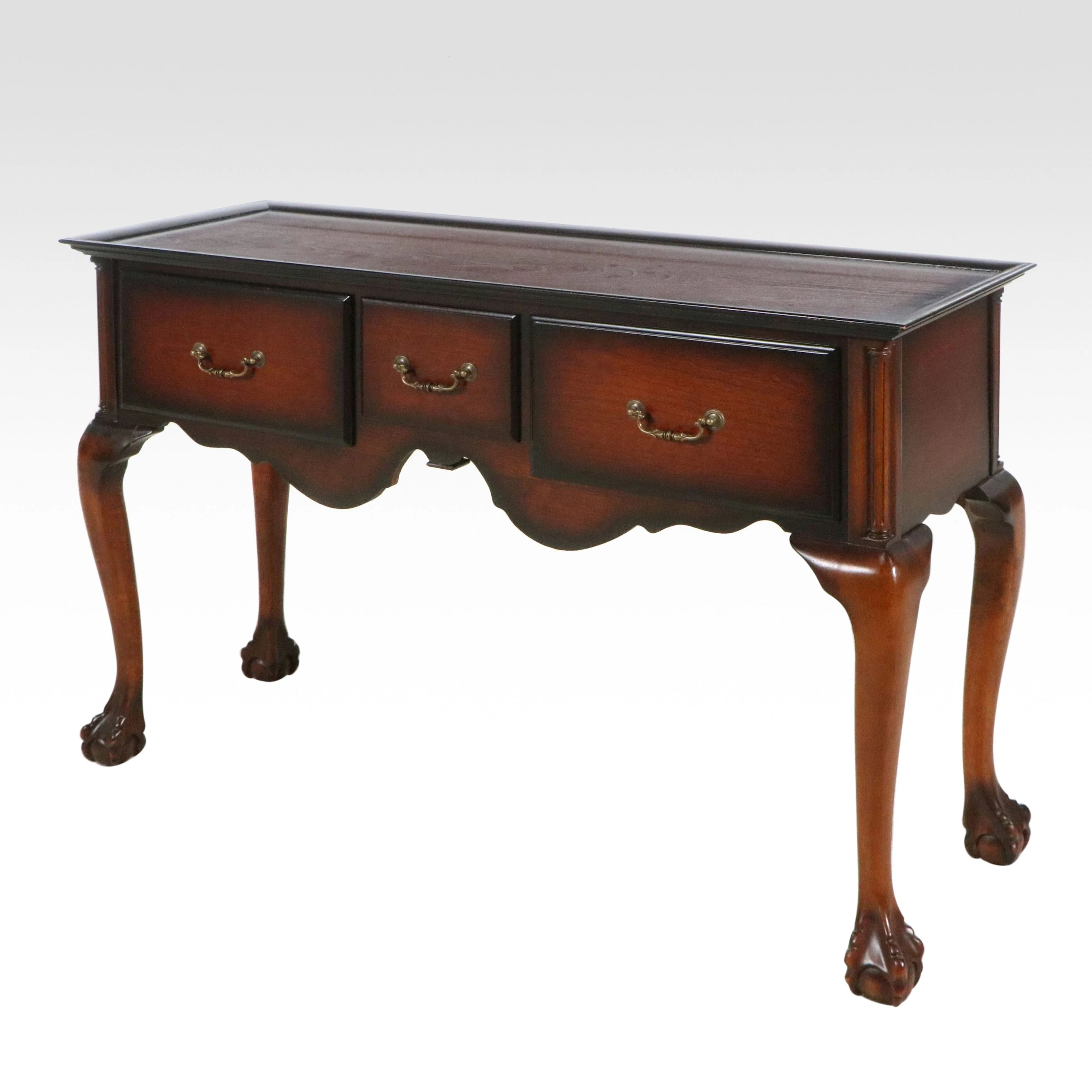 The Bombay Company Chippendale Style Mahogany Console Table, Late 20th Century