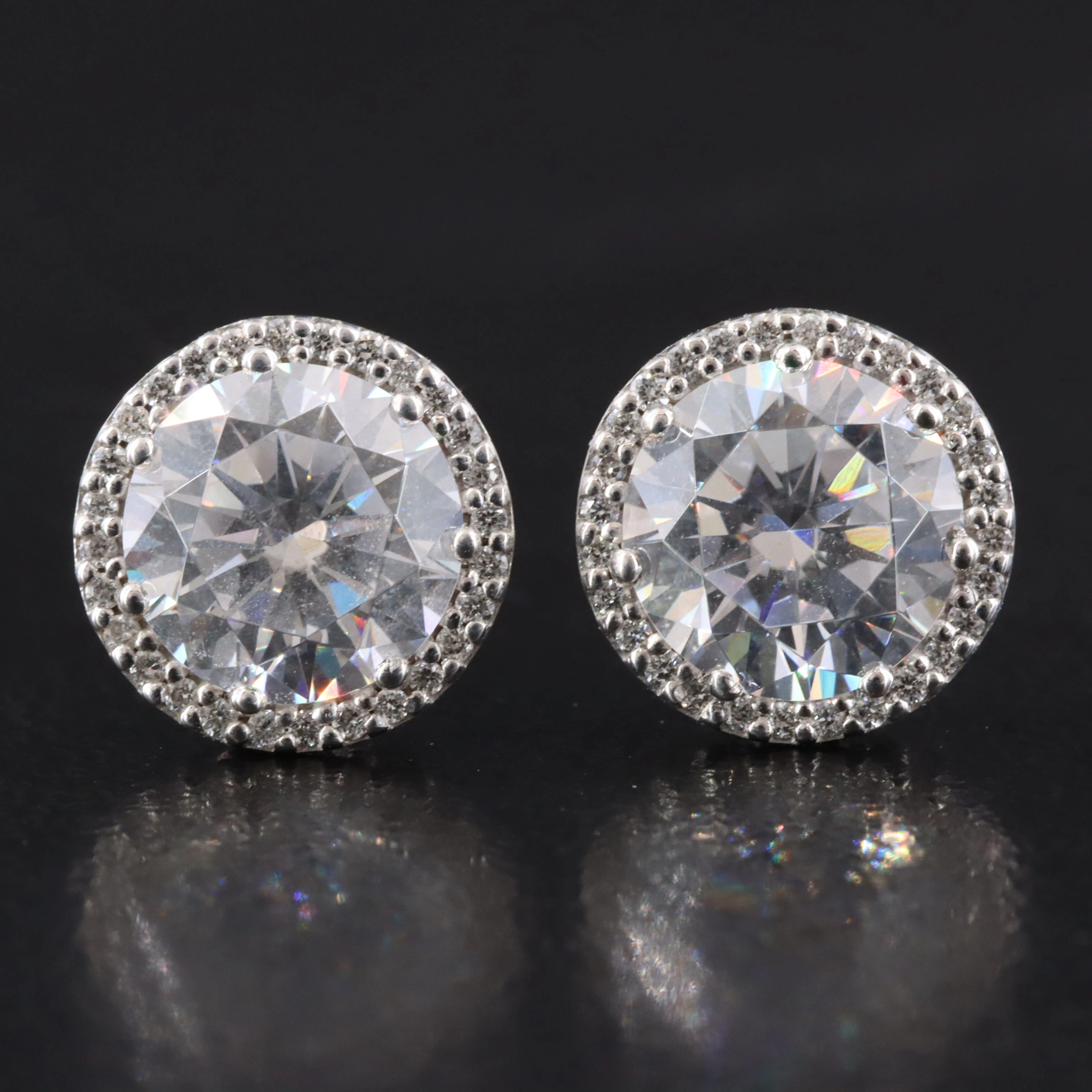 Tacori 18K CZ and Diamond Halo Stud Earrings