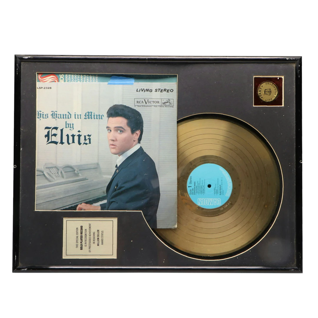 Elvis Presley "Camden" Commemorative Gold Tone & Other Framed LP Vinyl Records