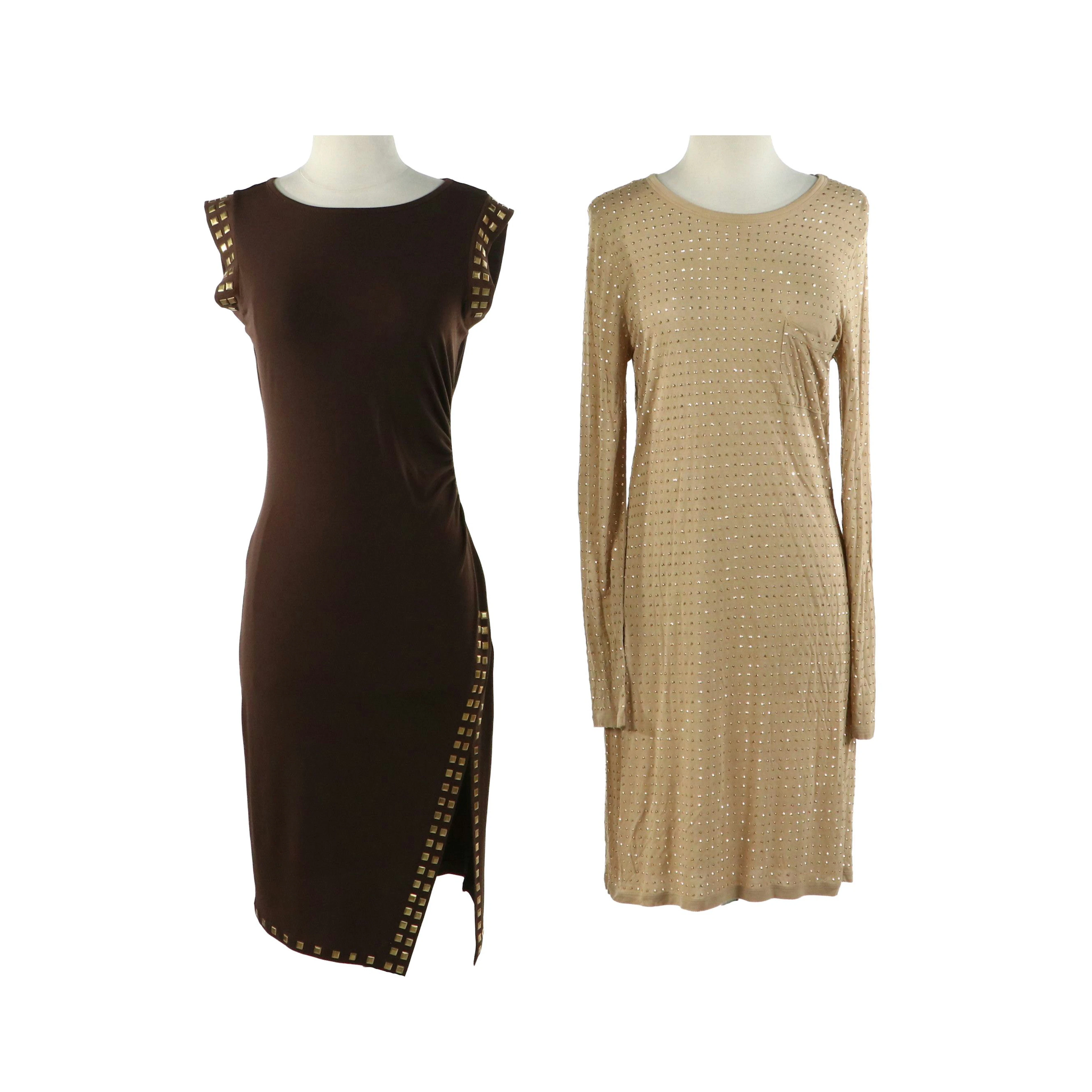 MICHAEL Michael Kors Studded Jersey Dress and Studded Ruched Sleeveless Dress