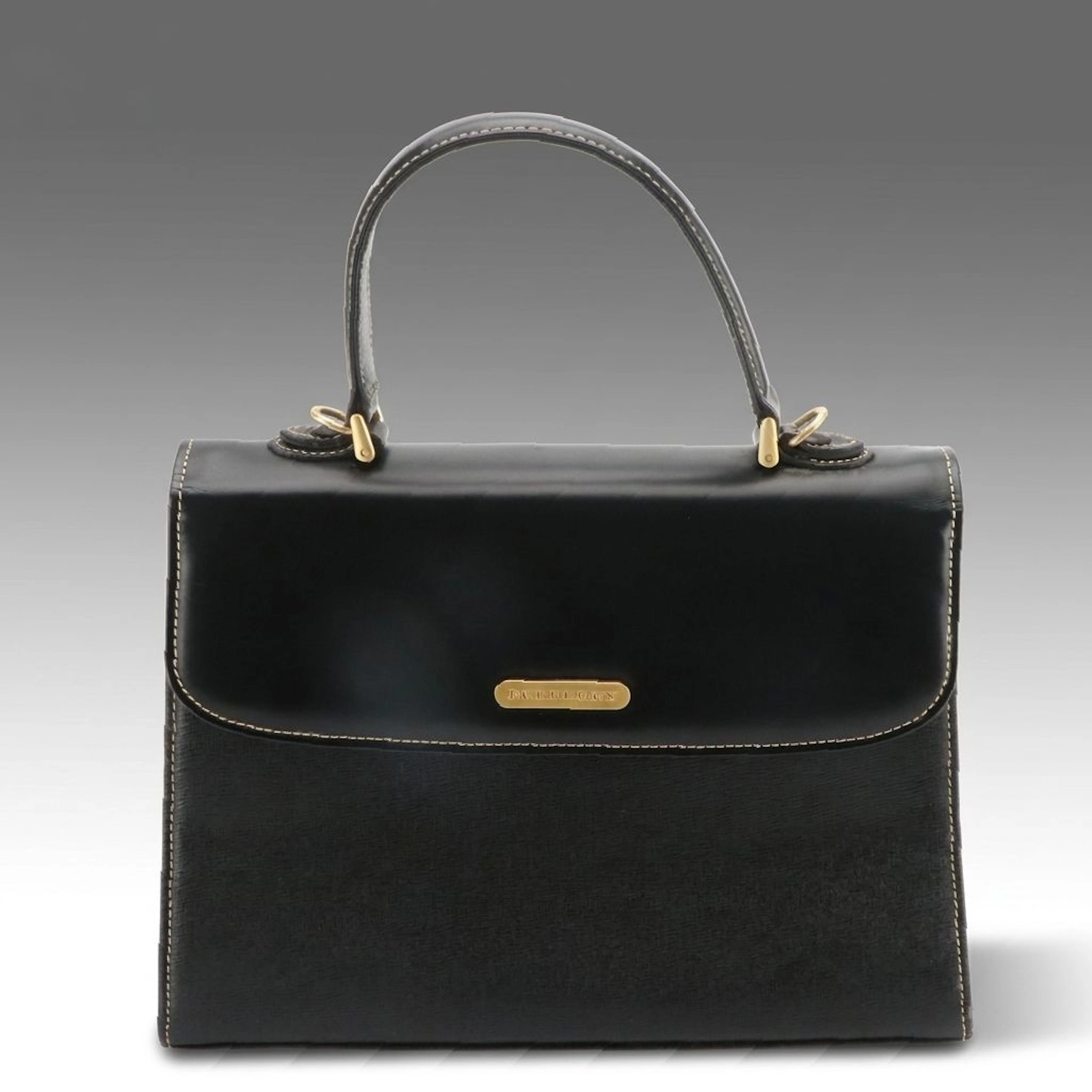 Burberry Top Handle Bag in Contrast Stitched Textured and Smooth Leather