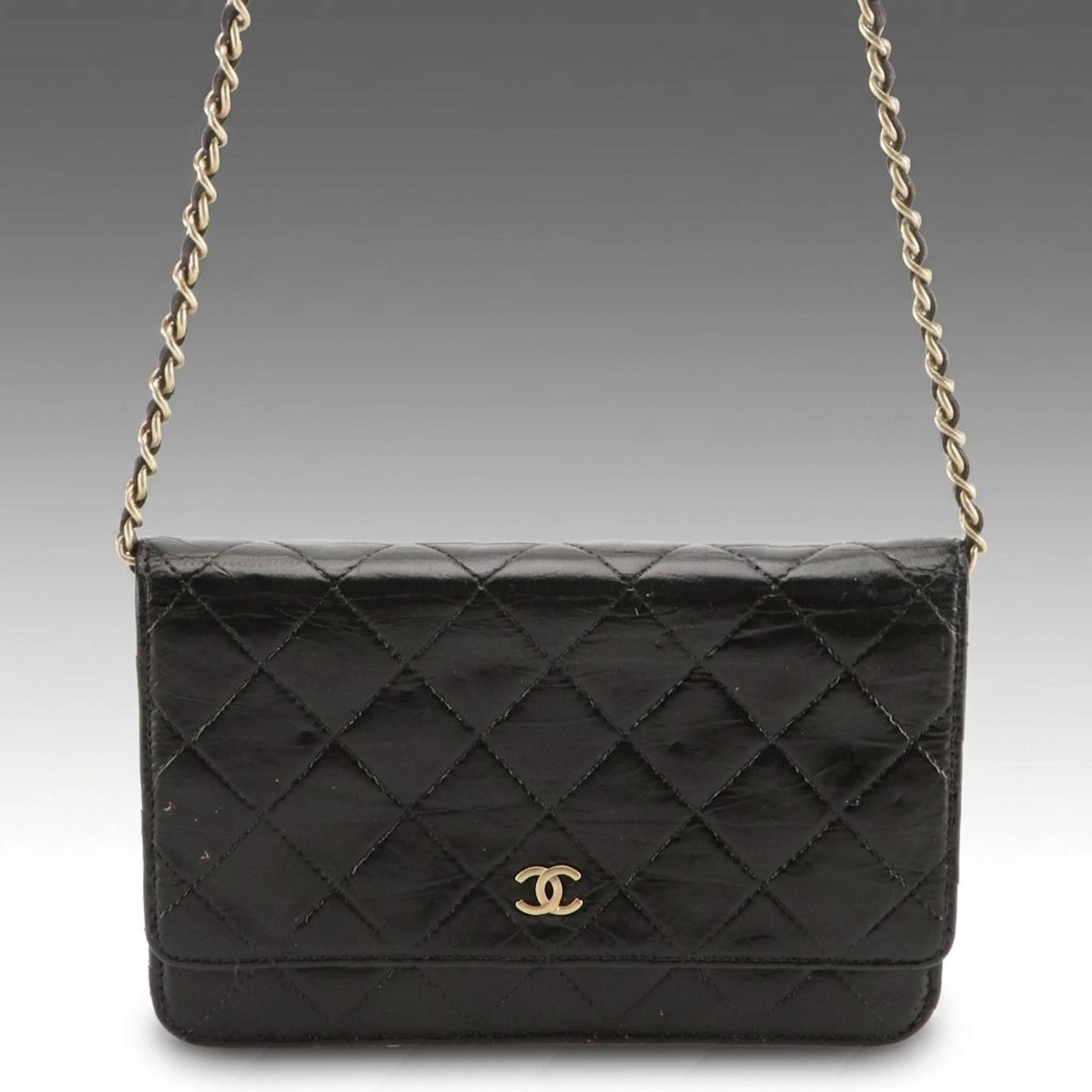 Chanel Black Quilted Leather Wallet-on-Chain Flap Crossbody Bag