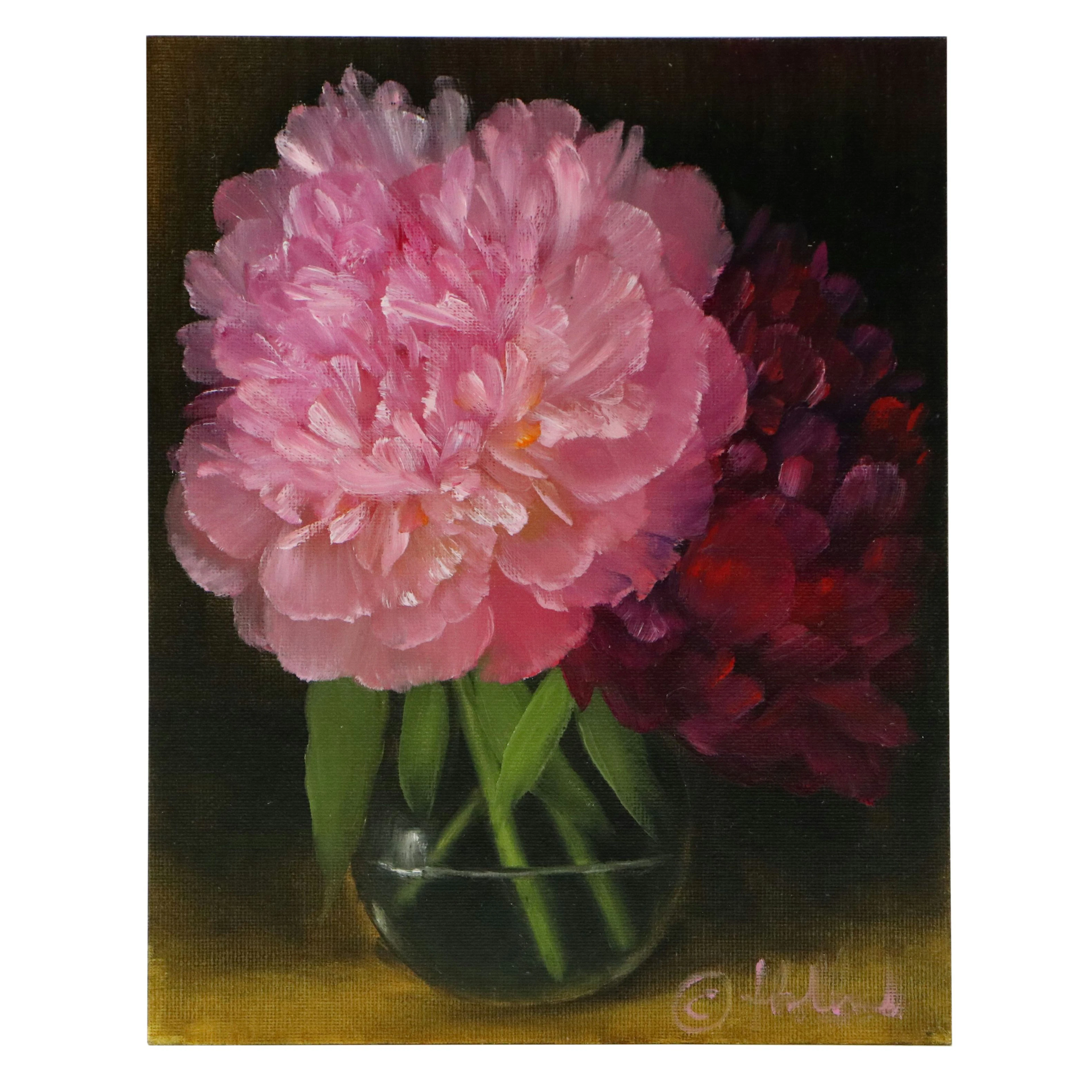 Thu-Thuy Tran Floral Oil Painting "Exotic Peonies," 2026