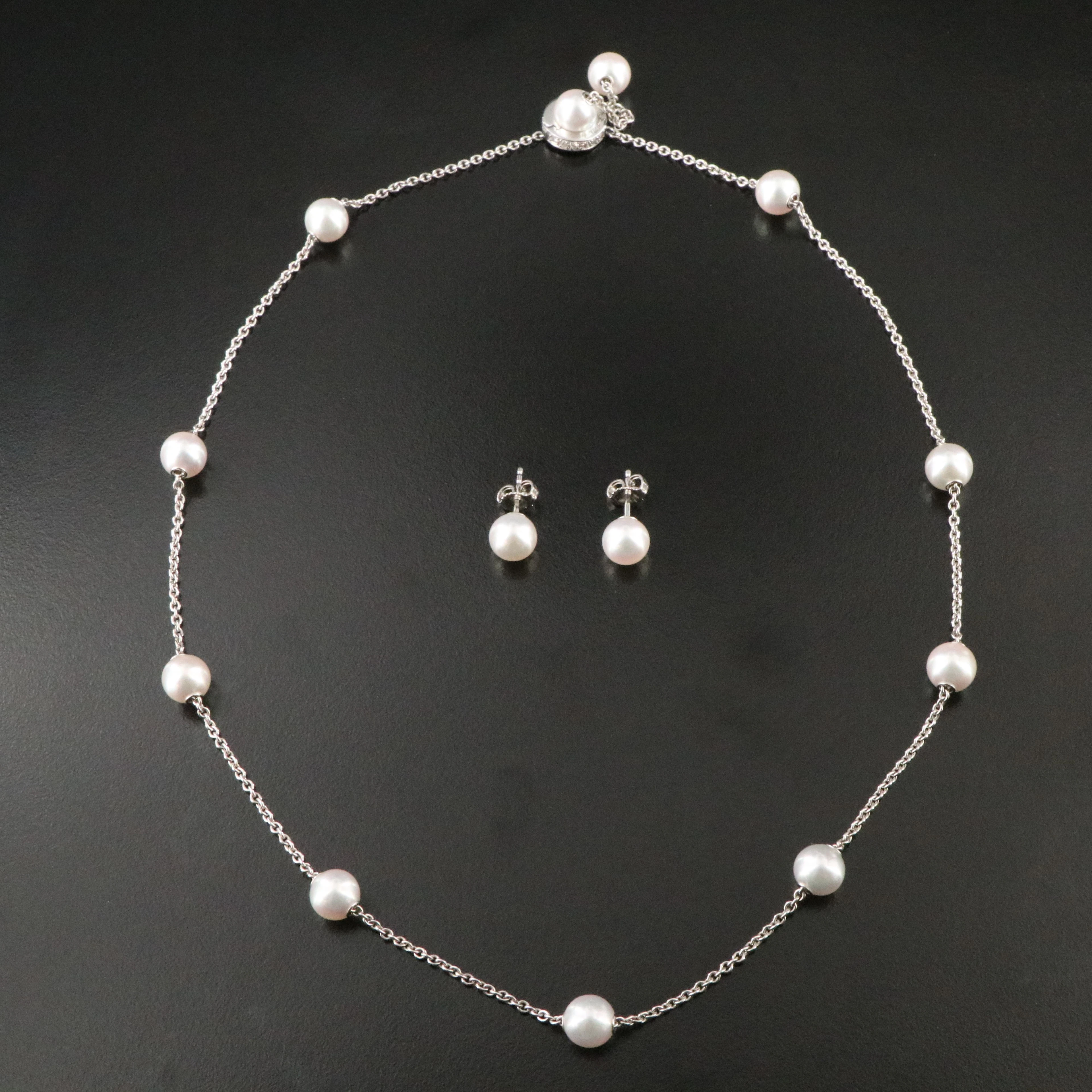Mikimoto Pearls in Motion 18K Pearl Lariat Necklace and Earrings Set