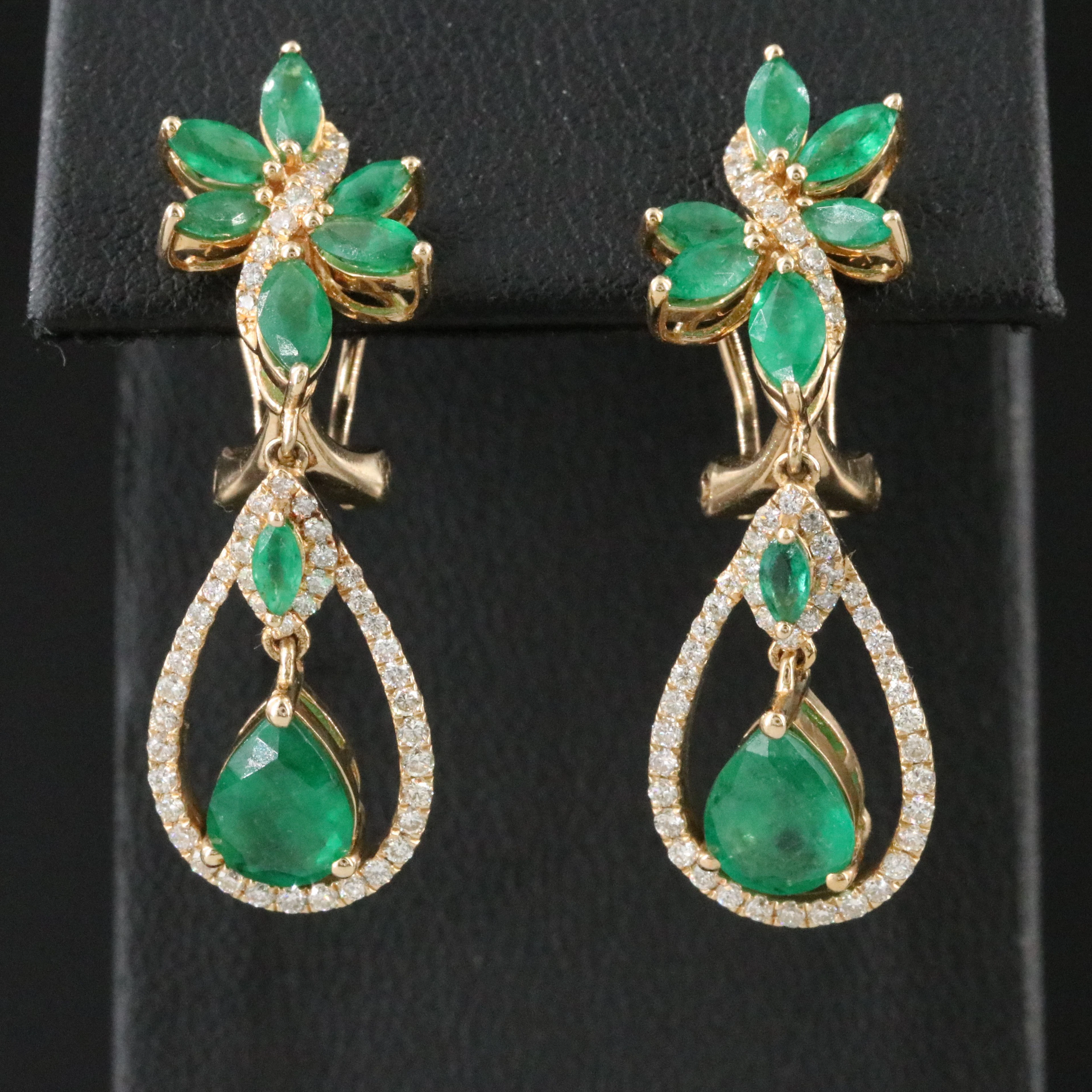EFFY 14K Emerald and Diamond Earrings