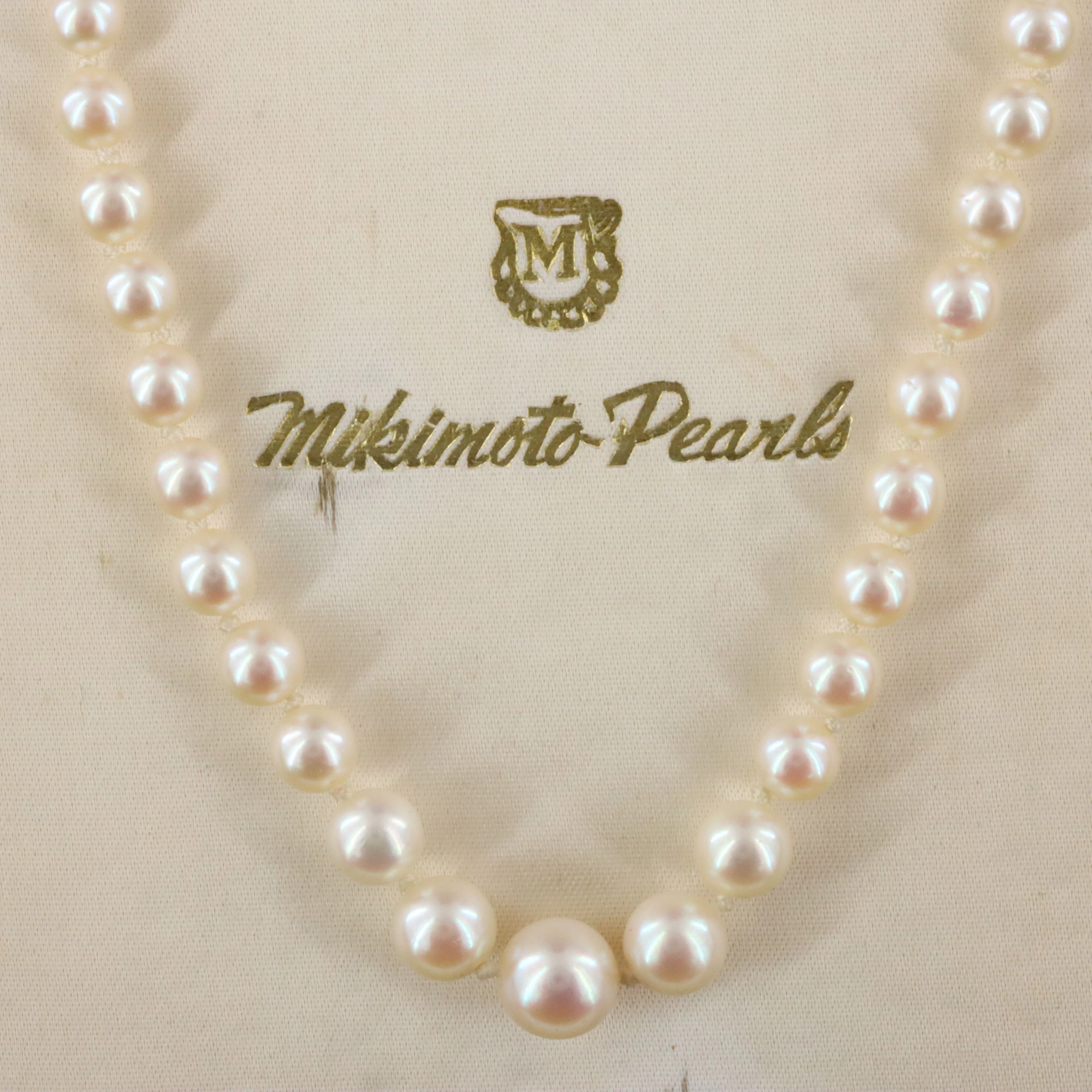 Mikimoto Matinee Length Graduated Pearl Necklace with a Sterling Clasp