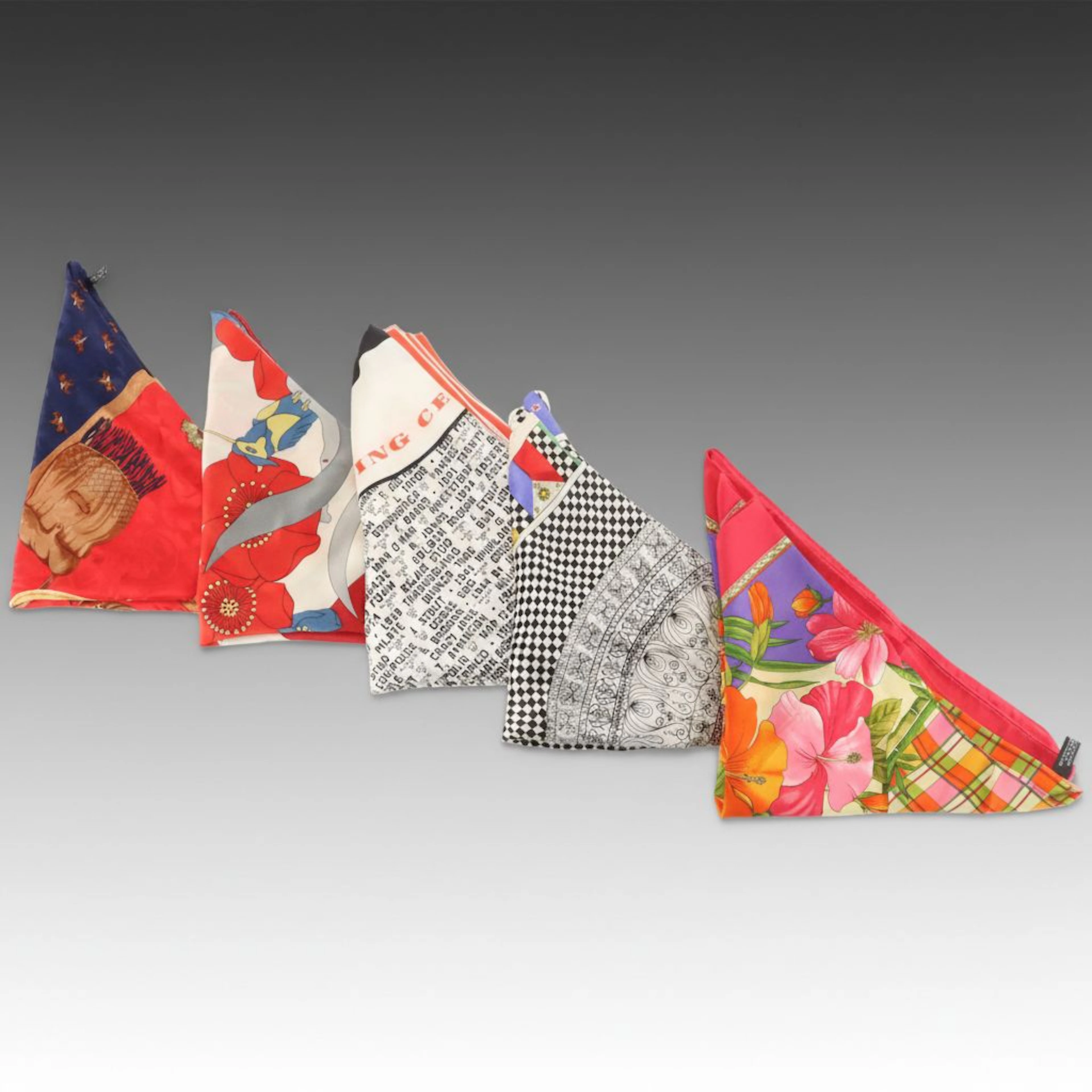 Saratoga Racing Bicentennial & More Printed Silk Vintage Scarves