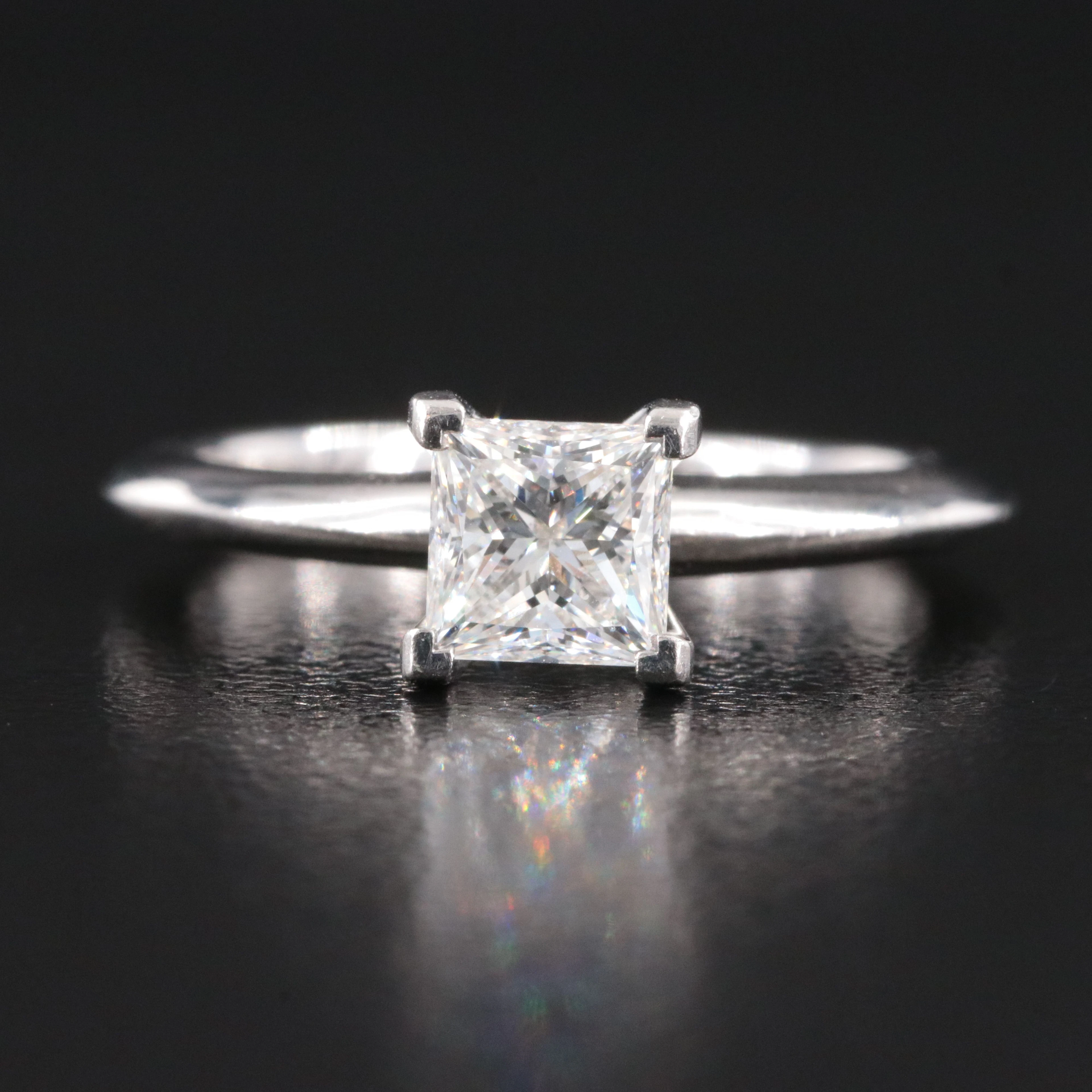 Tiffany & Co. Platinum 0.76 CT Princess Cut Diamond Solitaire Ring