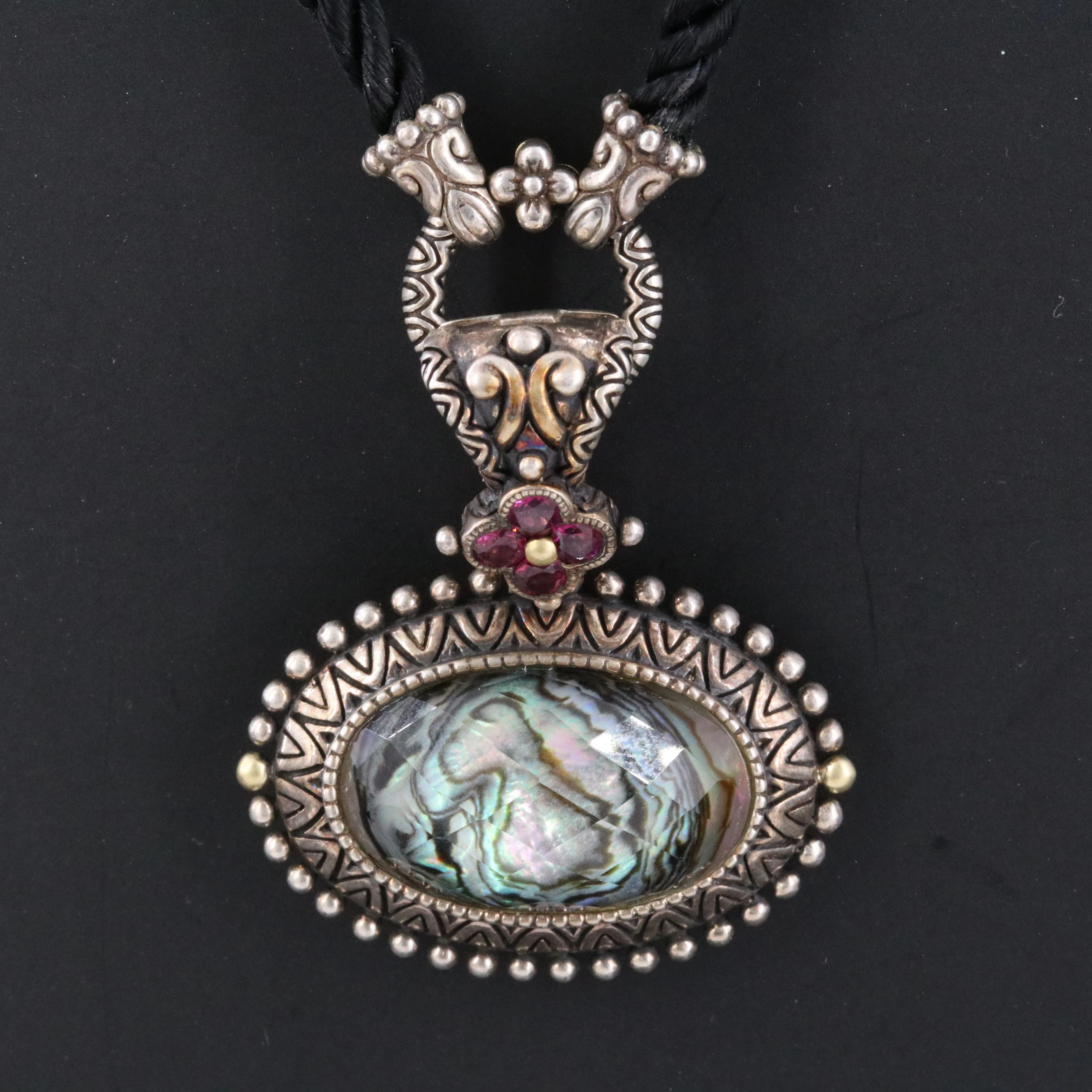 Barbara Bixby Sterling Quartz/Ammolite Doublet Enhancer with 18K Accent