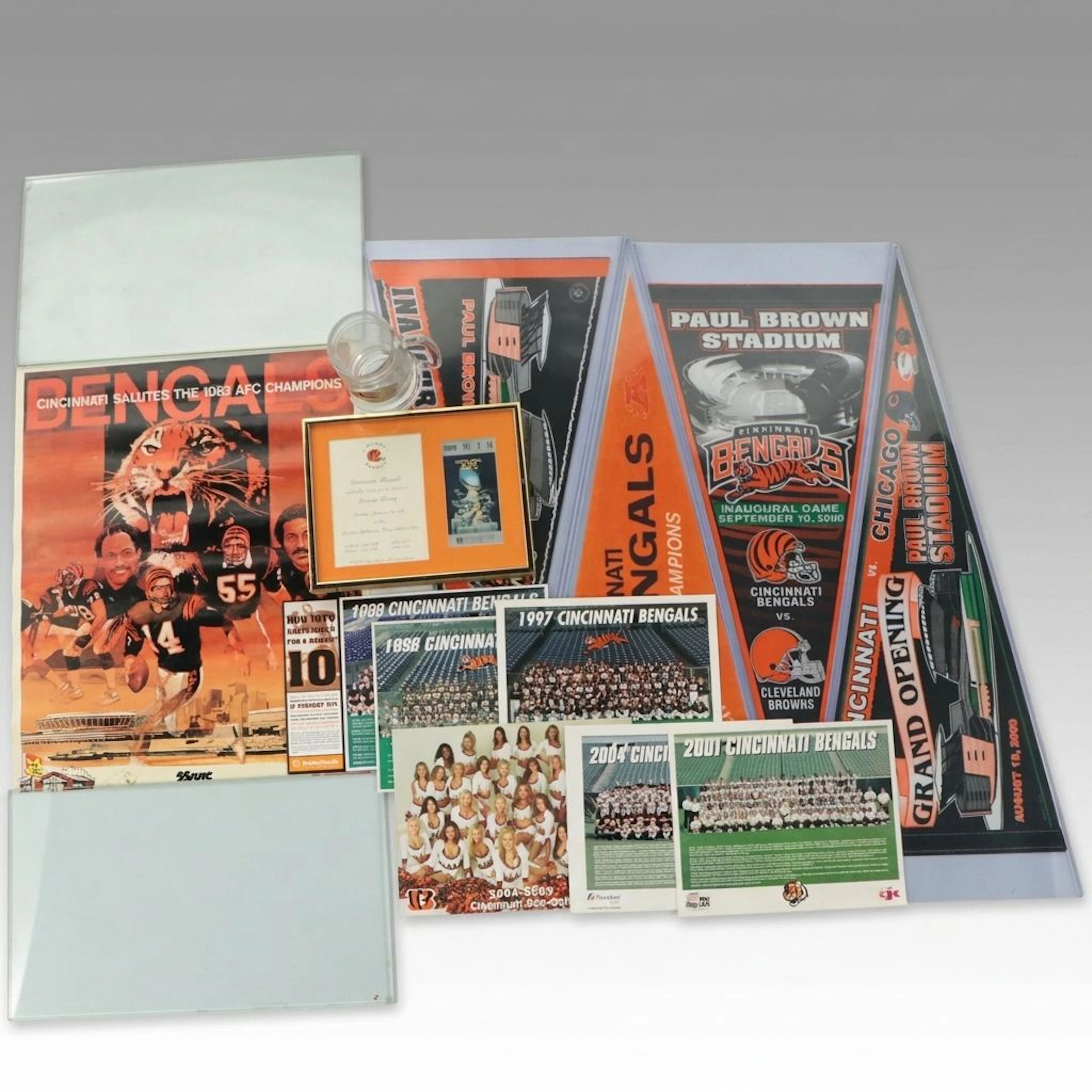Cincinnati Bengals Framed Dinner Invitation with Super Bowl XVI Ticket and More