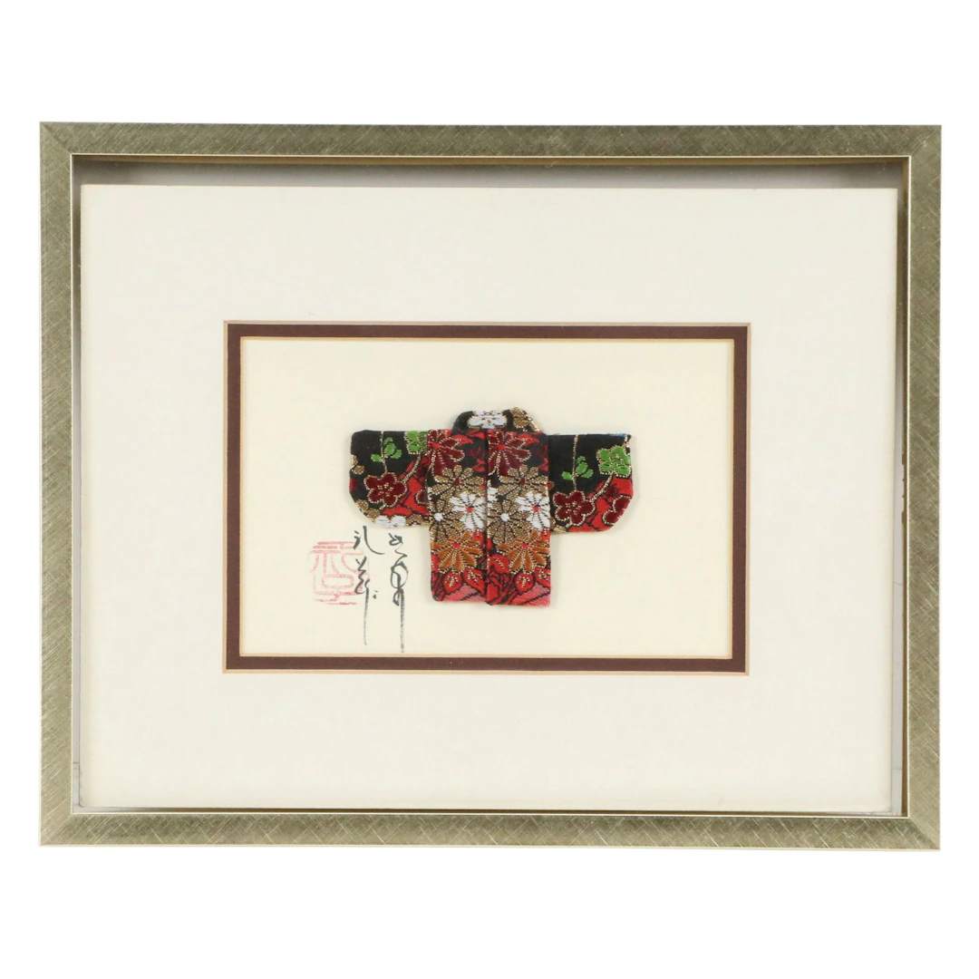 Japanese Miniature Folded Kimono, 20th Century