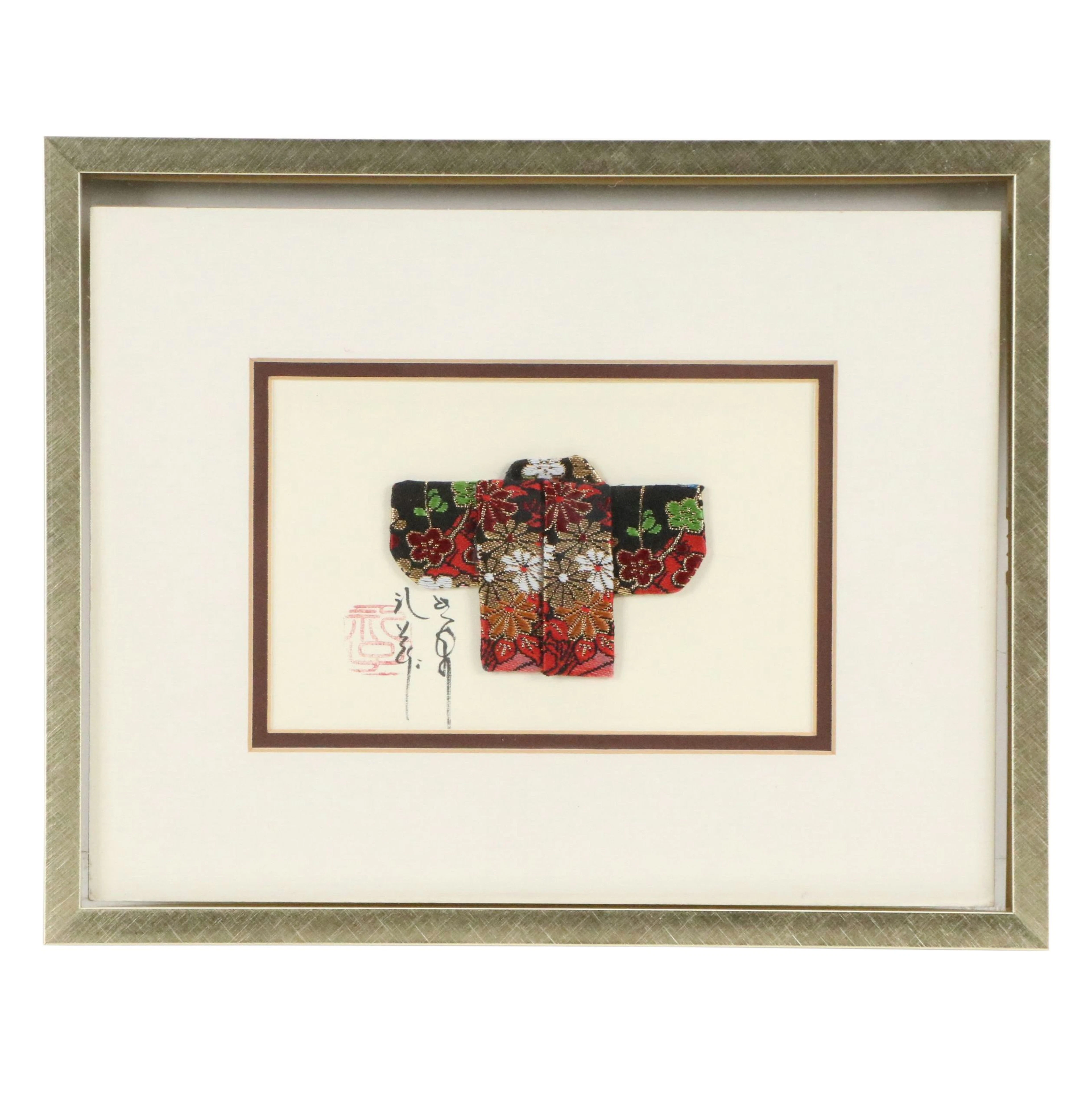 Japanese Miniature Folded Kimono, 20th Century