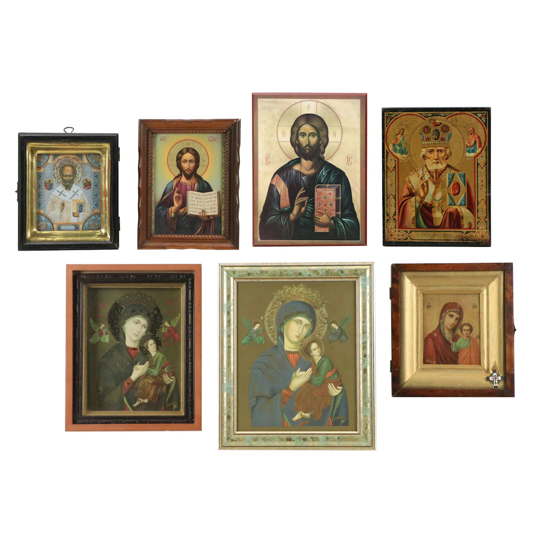 Collection of Theological Mixed Media Iconographic Prints