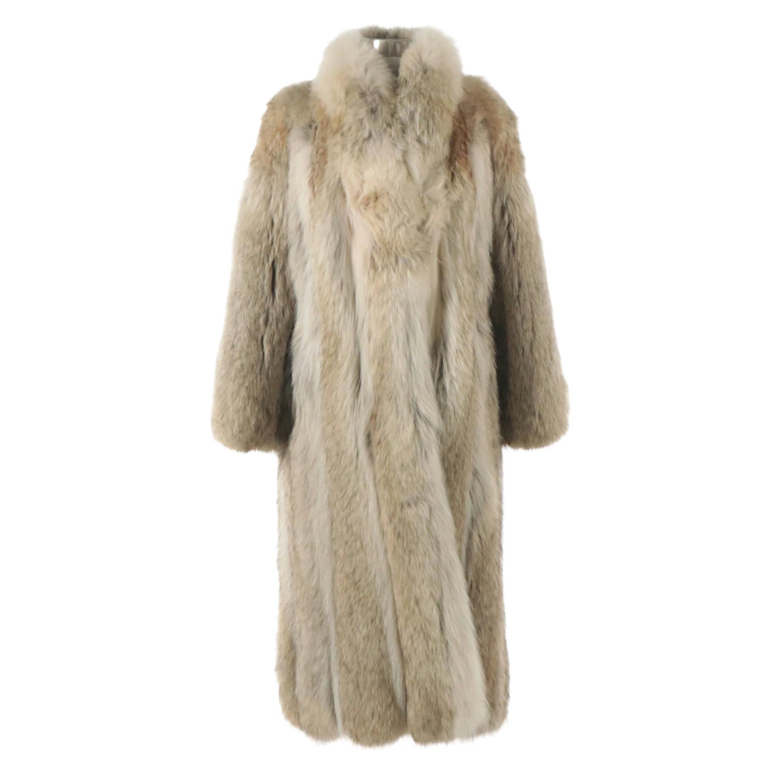 Coyote and Fox Fur Full-Length Coat from Leopold Brothers, Vintage