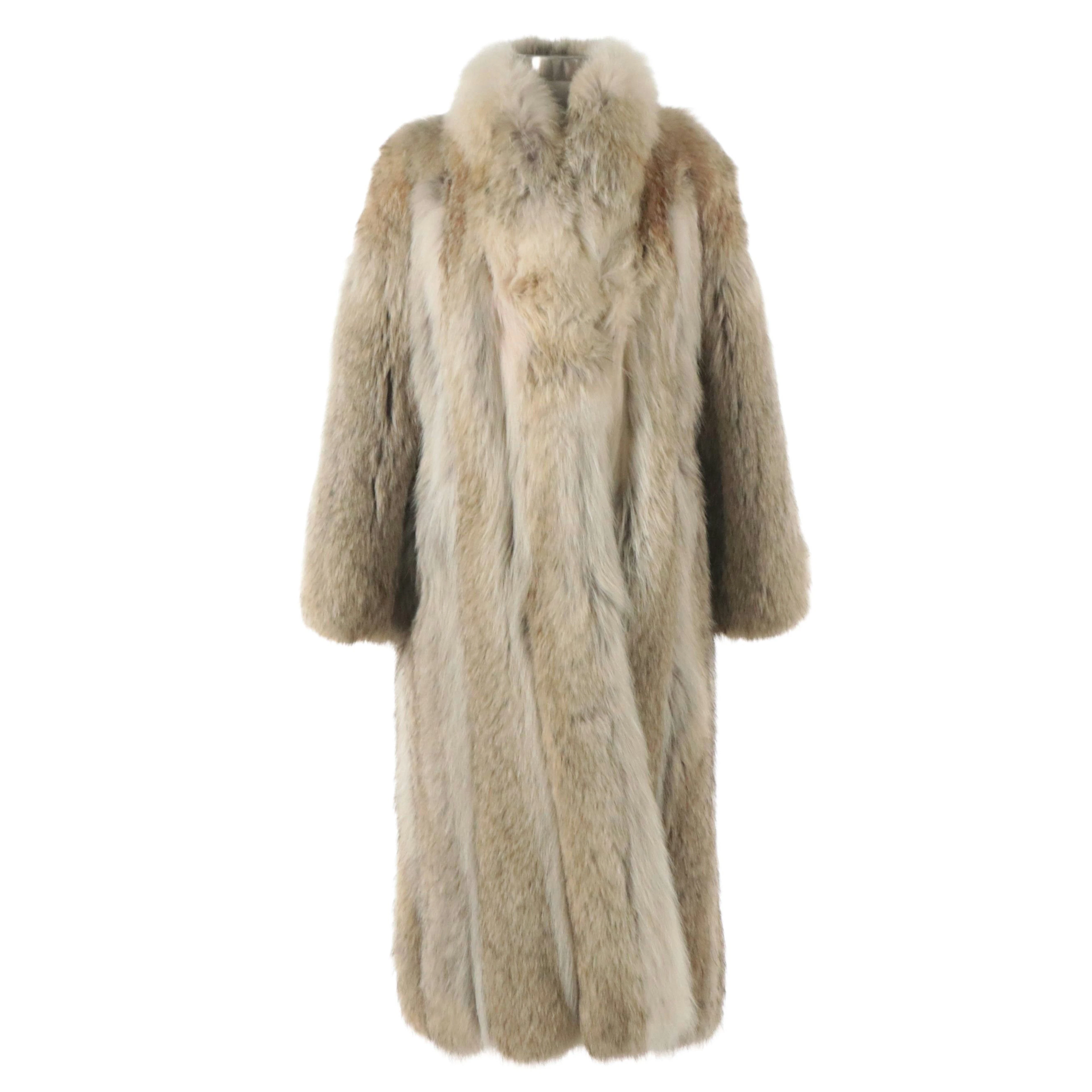 Coyote and Fox Fur Full-Length Coat from Leopold Brothers, Vintage