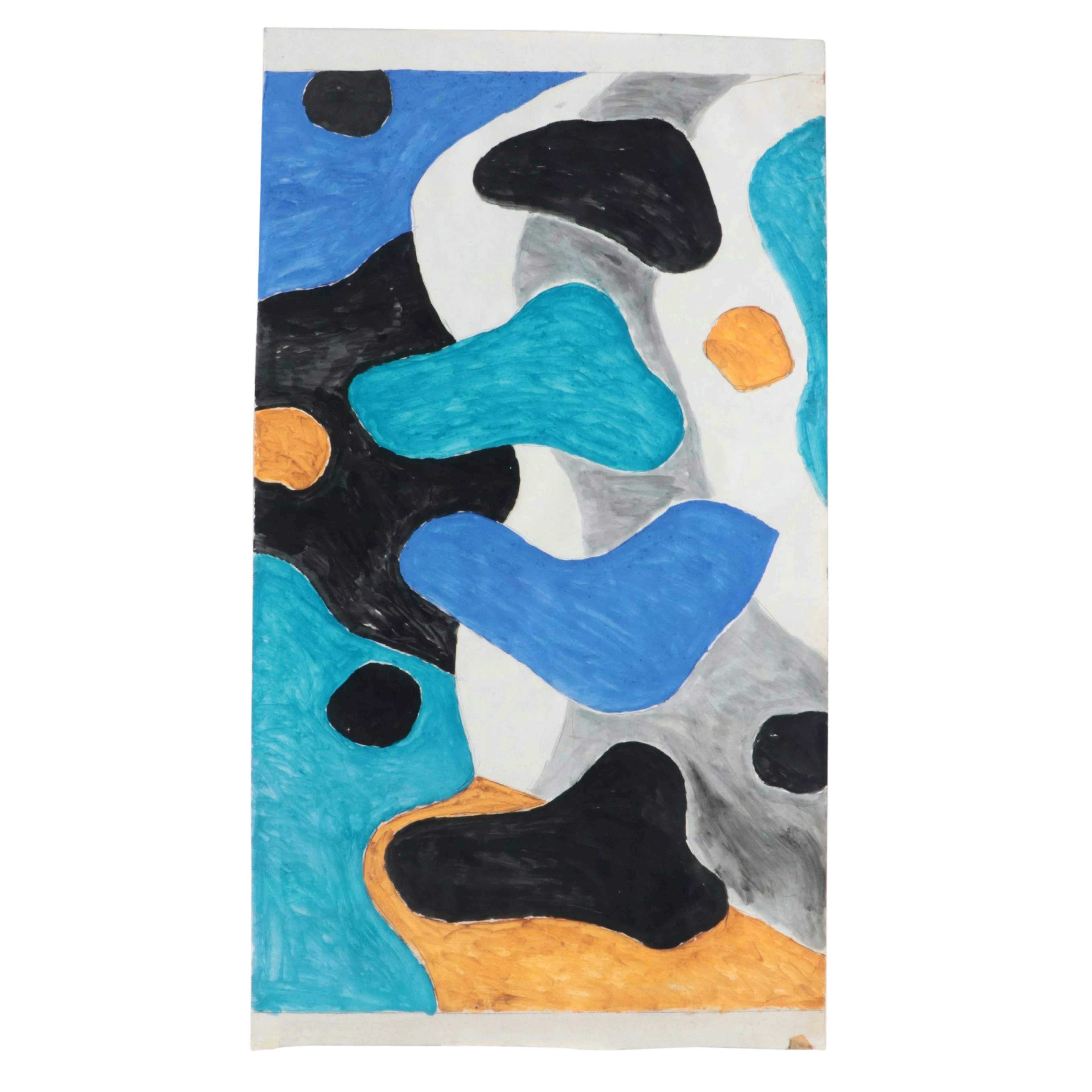 Achi Sullo Abstract Figurative Acrylic Painting, Mid to Late 20th Century
