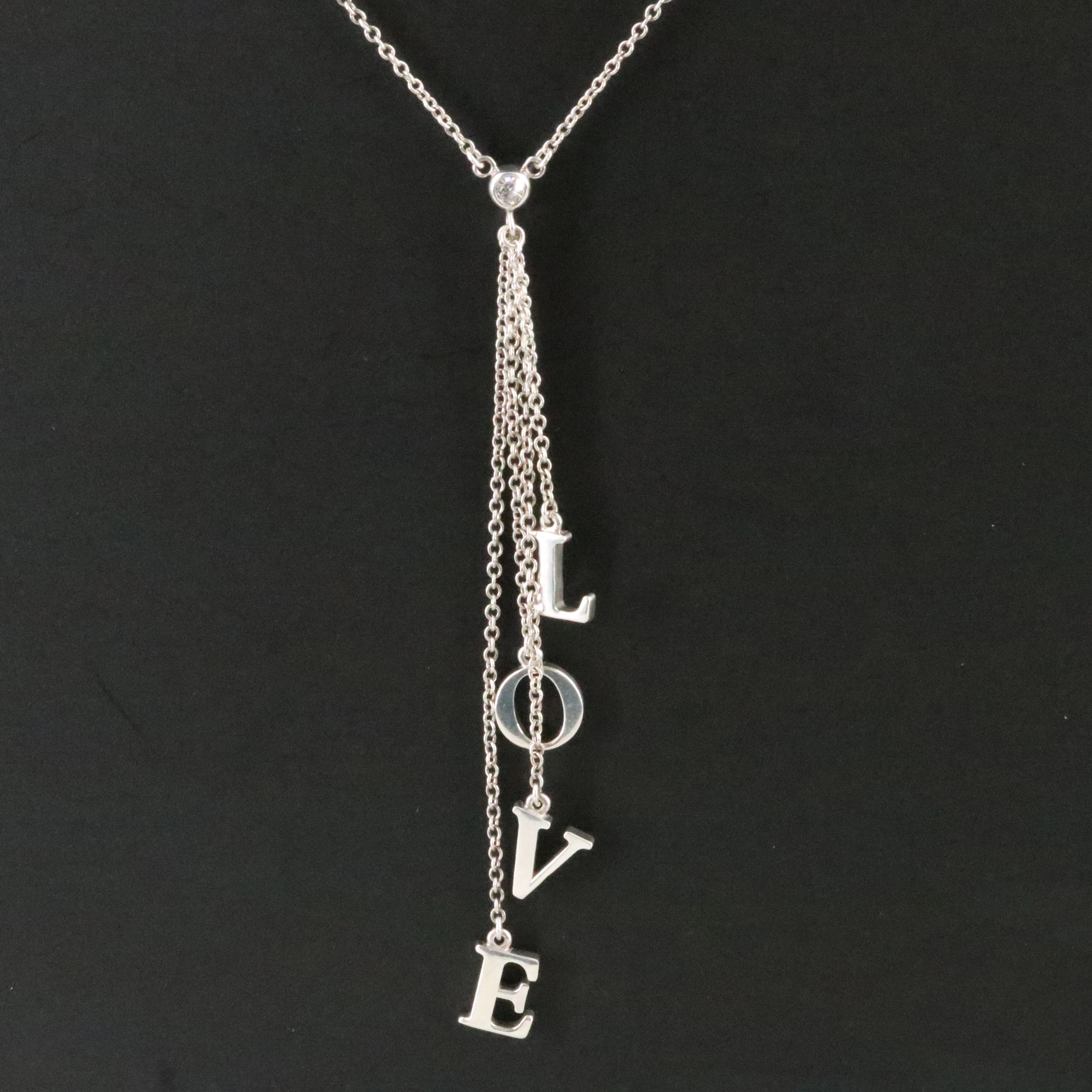 Tiffany & Co. Sterling and Diamond LOVE Drop Necklace