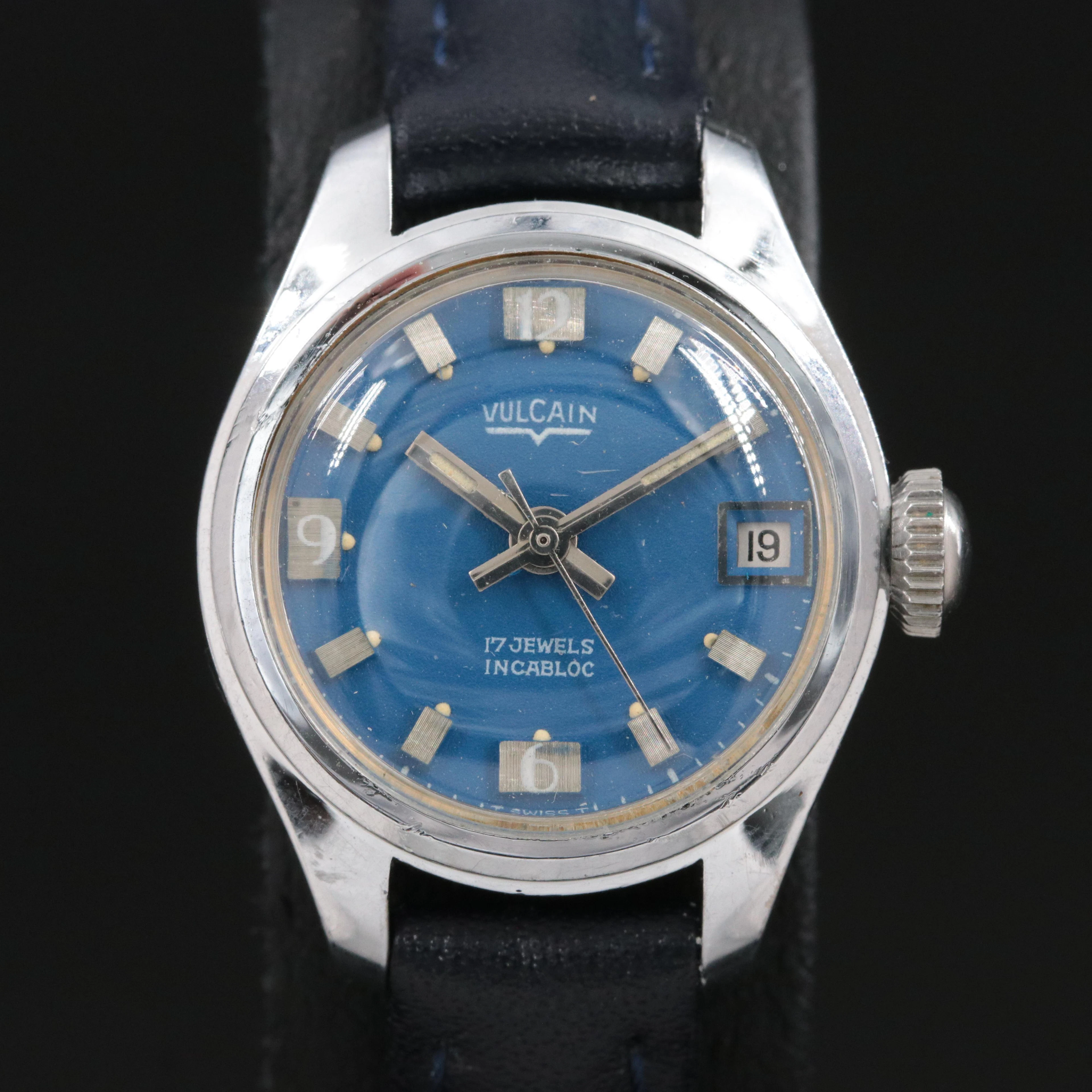 Vintage Vulcain Mechanical Watch with Blue Dial