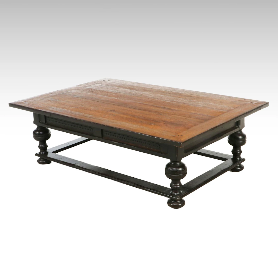 Spanish Baroque Style Oak Turned Leg Coffee Table, 21st Century