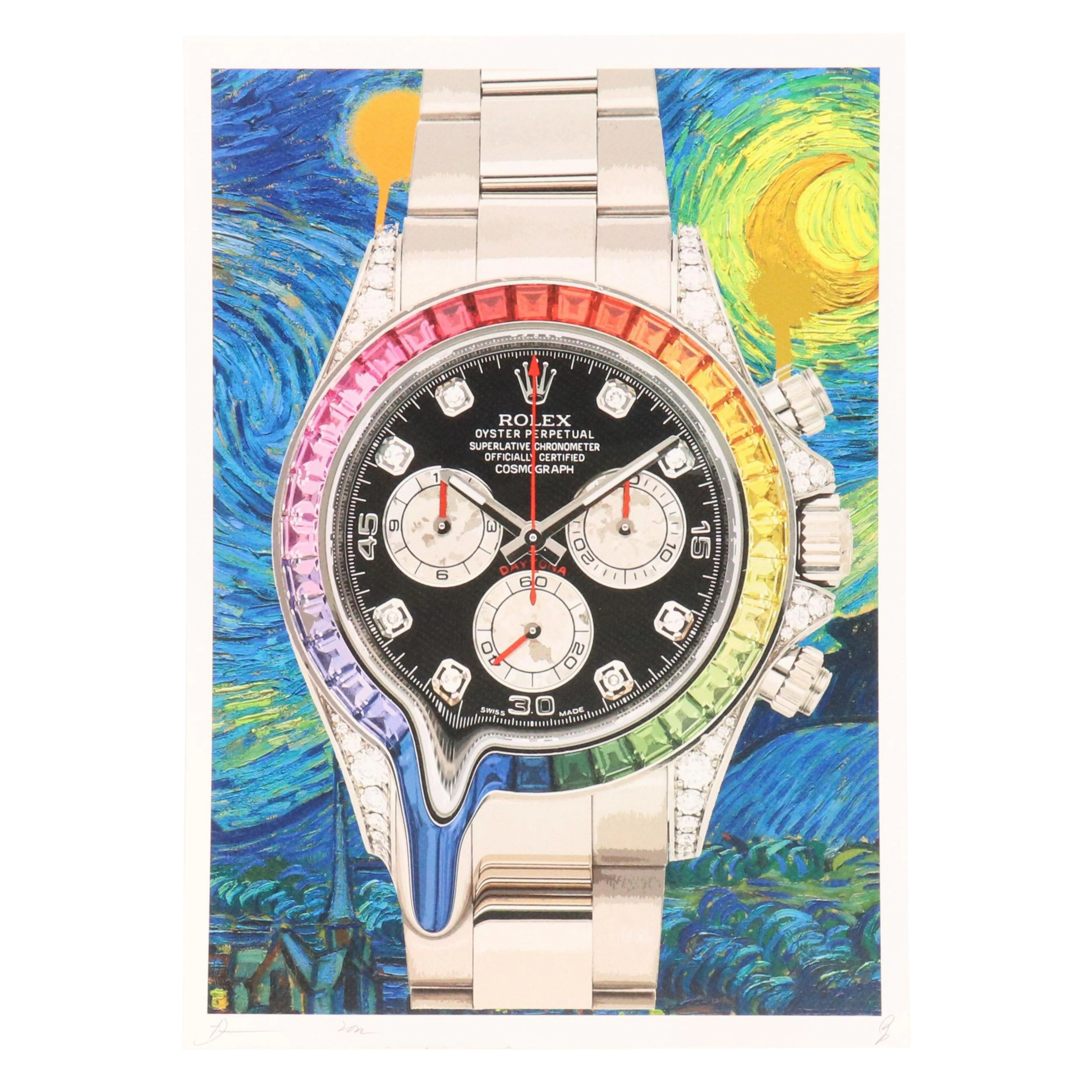 Death NYC Graphic Digital Print Featuring Rolex Watch x Van Gogh, 21st Century