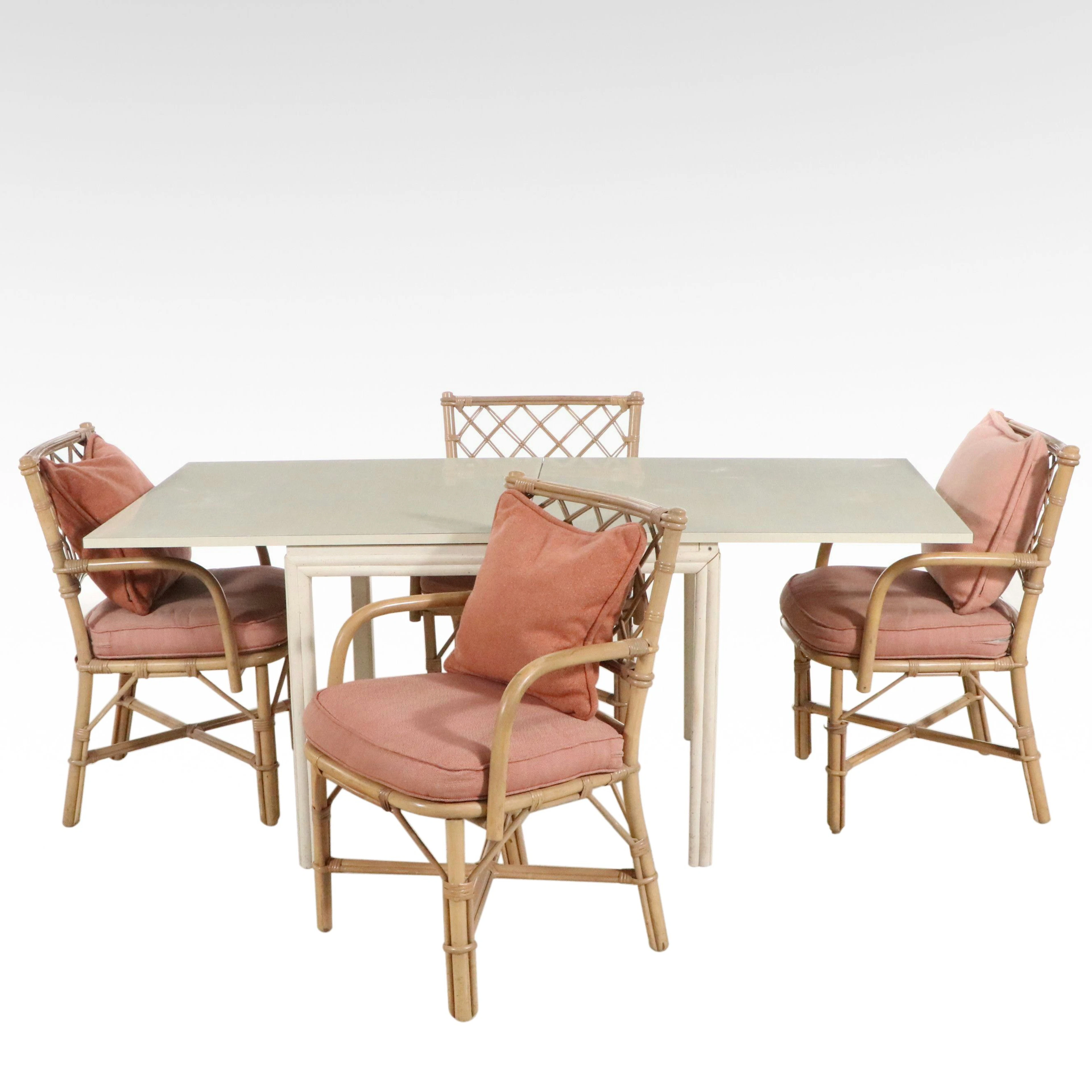 Five Piece Dining Set with Rattan Armchairs, Mid to Late 20th Century