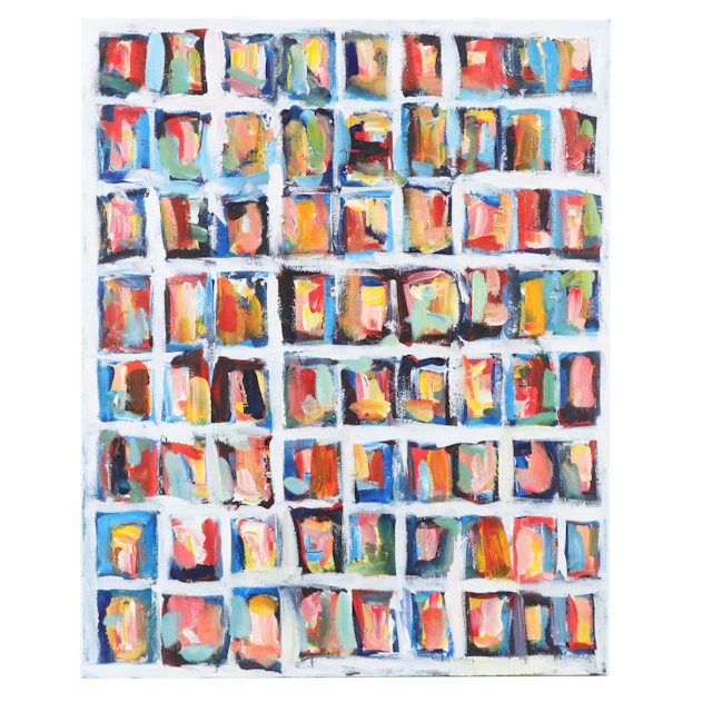 Leif Janek Abstract Geometric Acrylic Painting, 21st Century