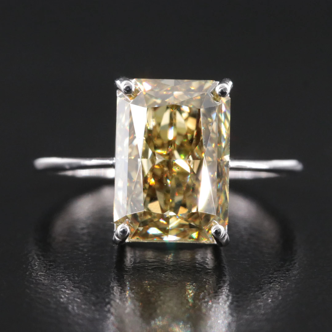 14K 5.03 CT Lab Grown Fancy Yellow Diamond Solitaire Ring
