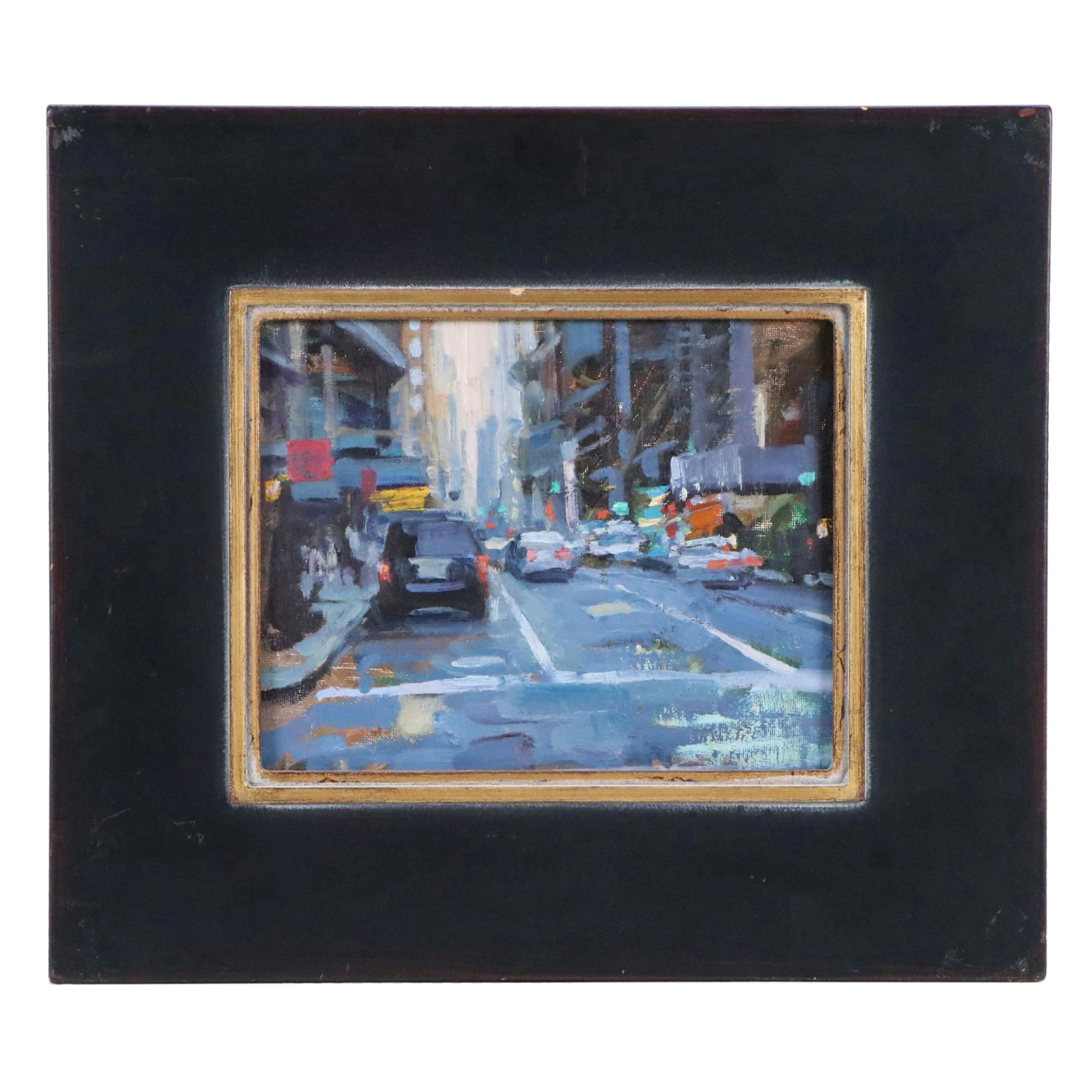 Jim Beckner Oil Painting of Urban Streetscape, 20th to 21th Century