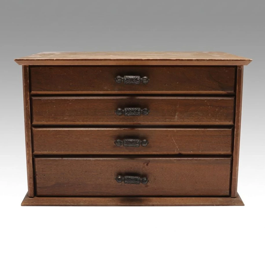 Four Drawer Wooden Silverware Chest